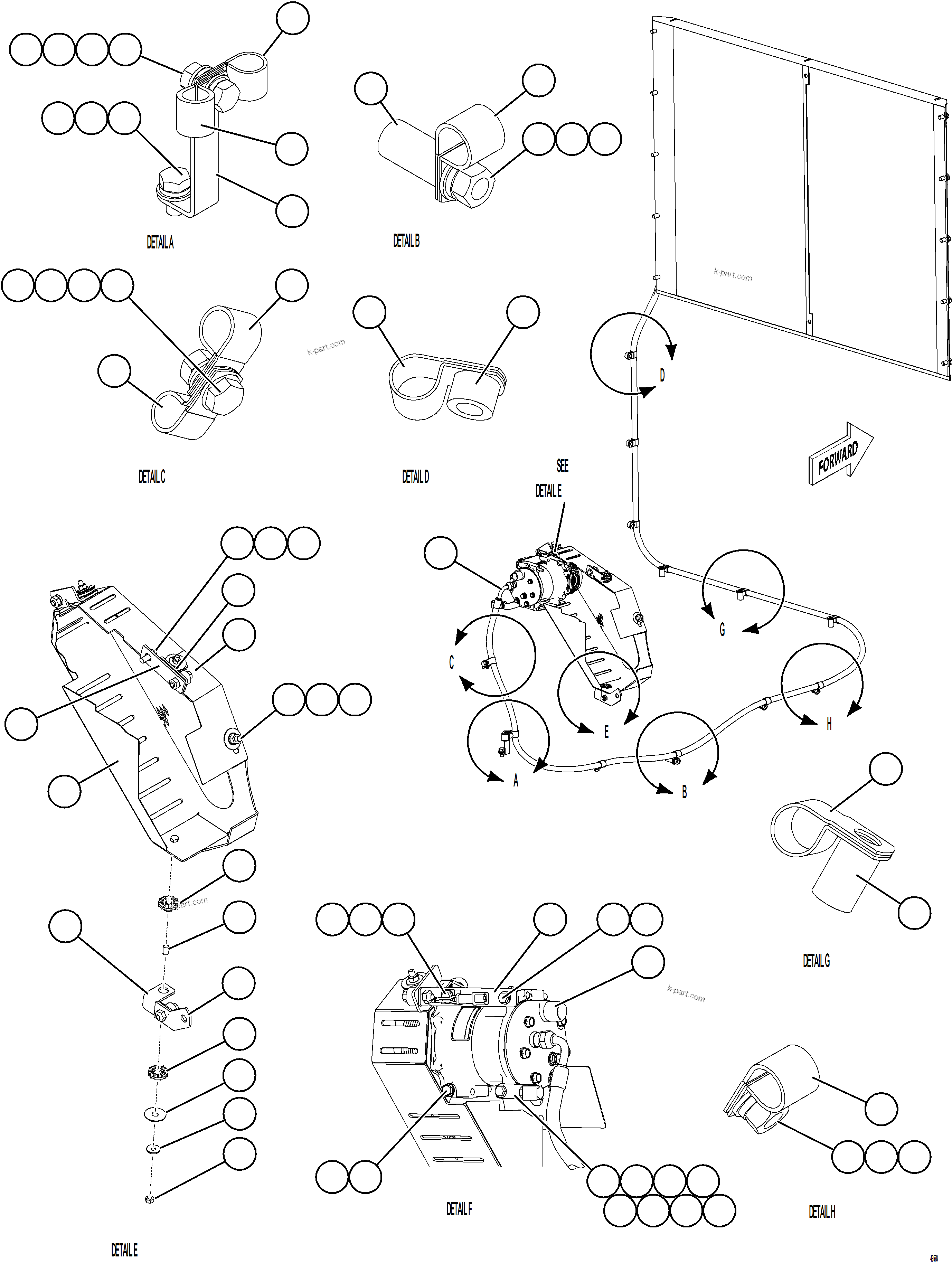 Komatsu parts book diagram for AFE84-R 730E-10 S/N A50056 - A50058  KSA: AIR CONDITIONING PIPING    3/3