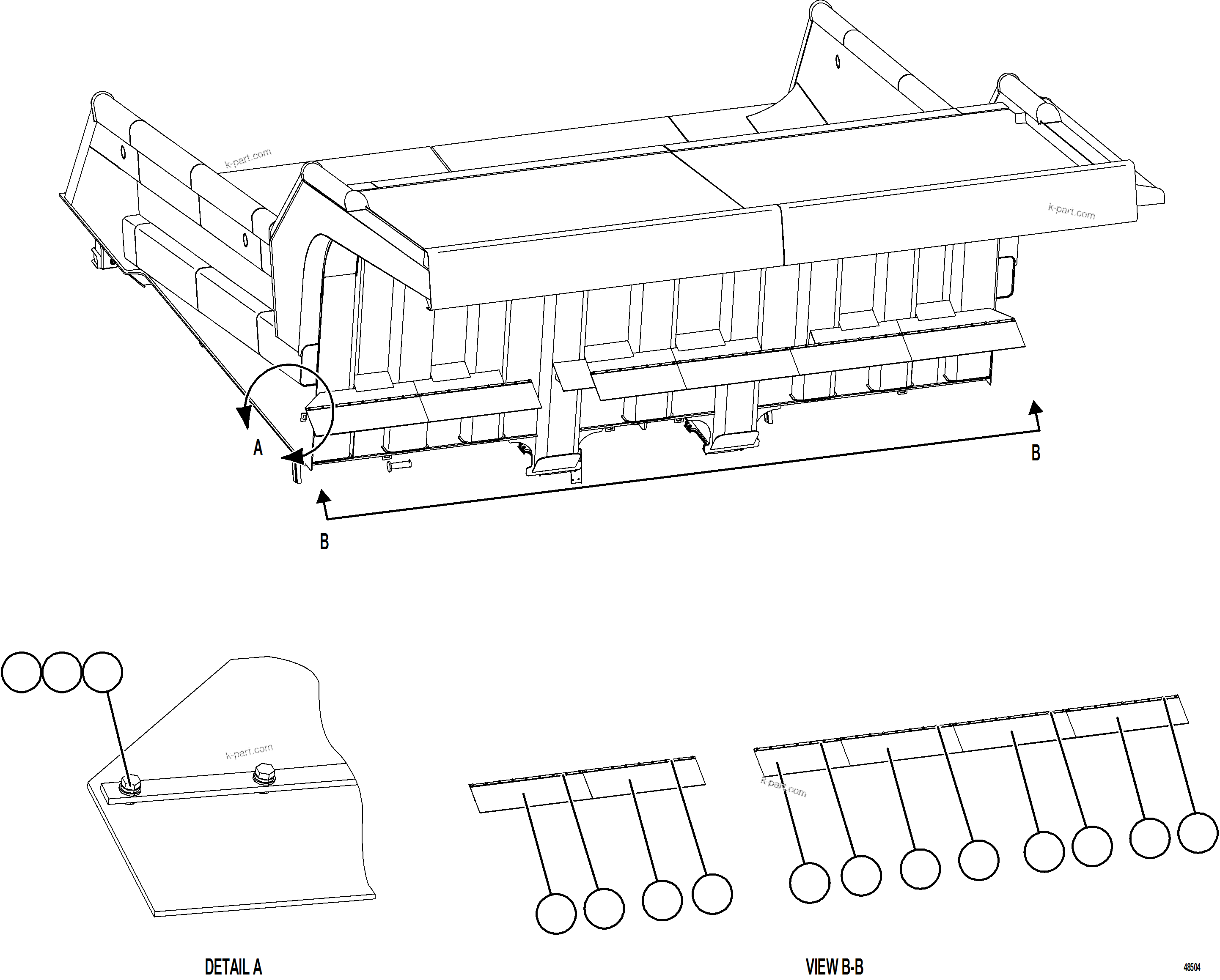 Komatsu parts book diagram for AFE84-R 730E-10 S/N A50056 - A50058  KSA: DUMP BODY MUD FLAPS    2/2