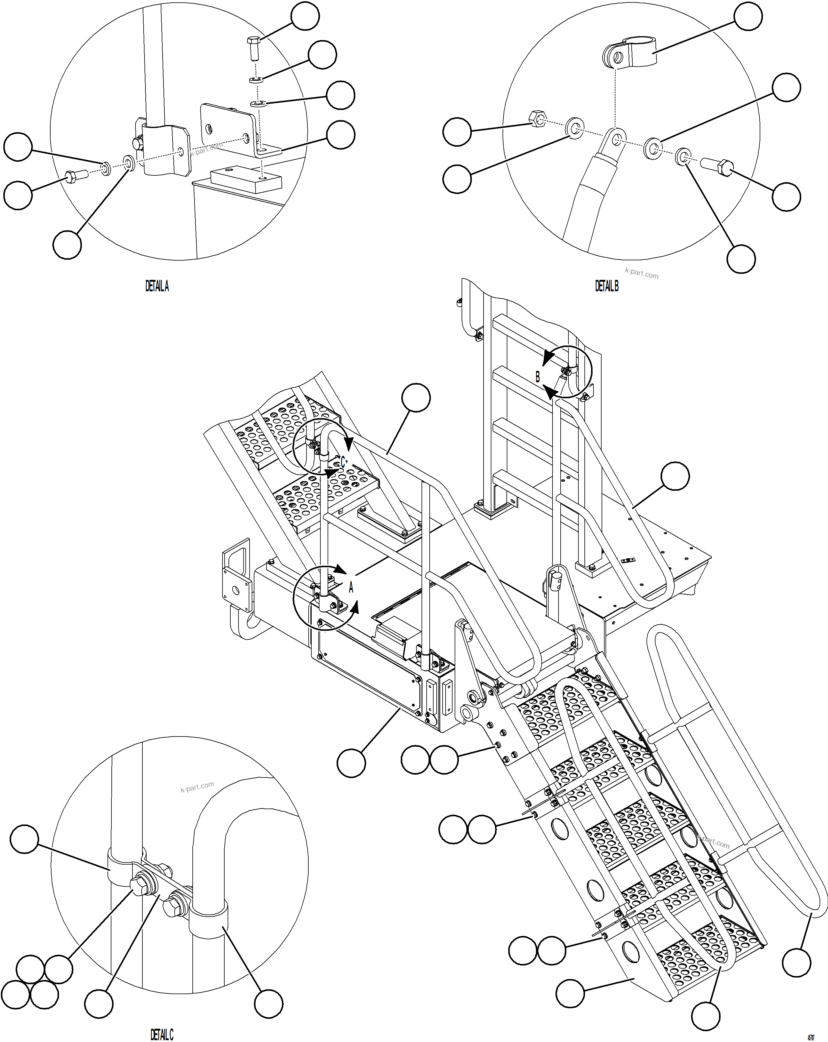 Komatsu parts book diagram for AFE84-R 730E-10 S/N A50056 - A50058  KSA: RETRACTABLE LADDER INSTALLATION
