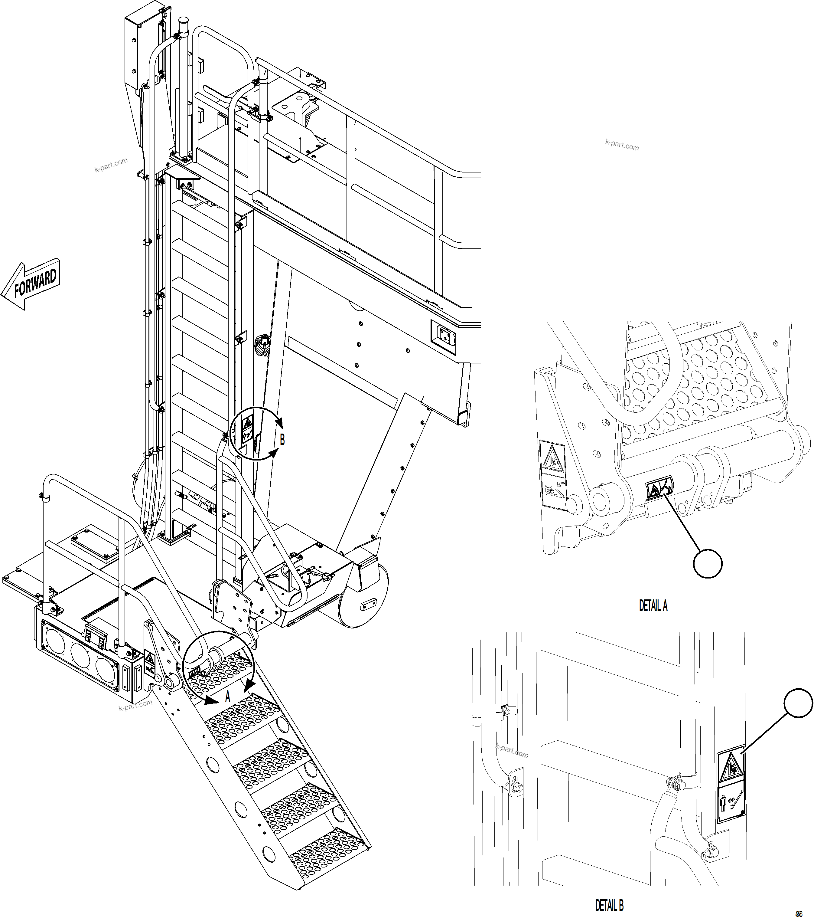 Komatsu parts book diagram for AFE84-R 730E-10 S/N A50056 - A50058  KSA: RETRACTABLE LADDER DECALS    2/2