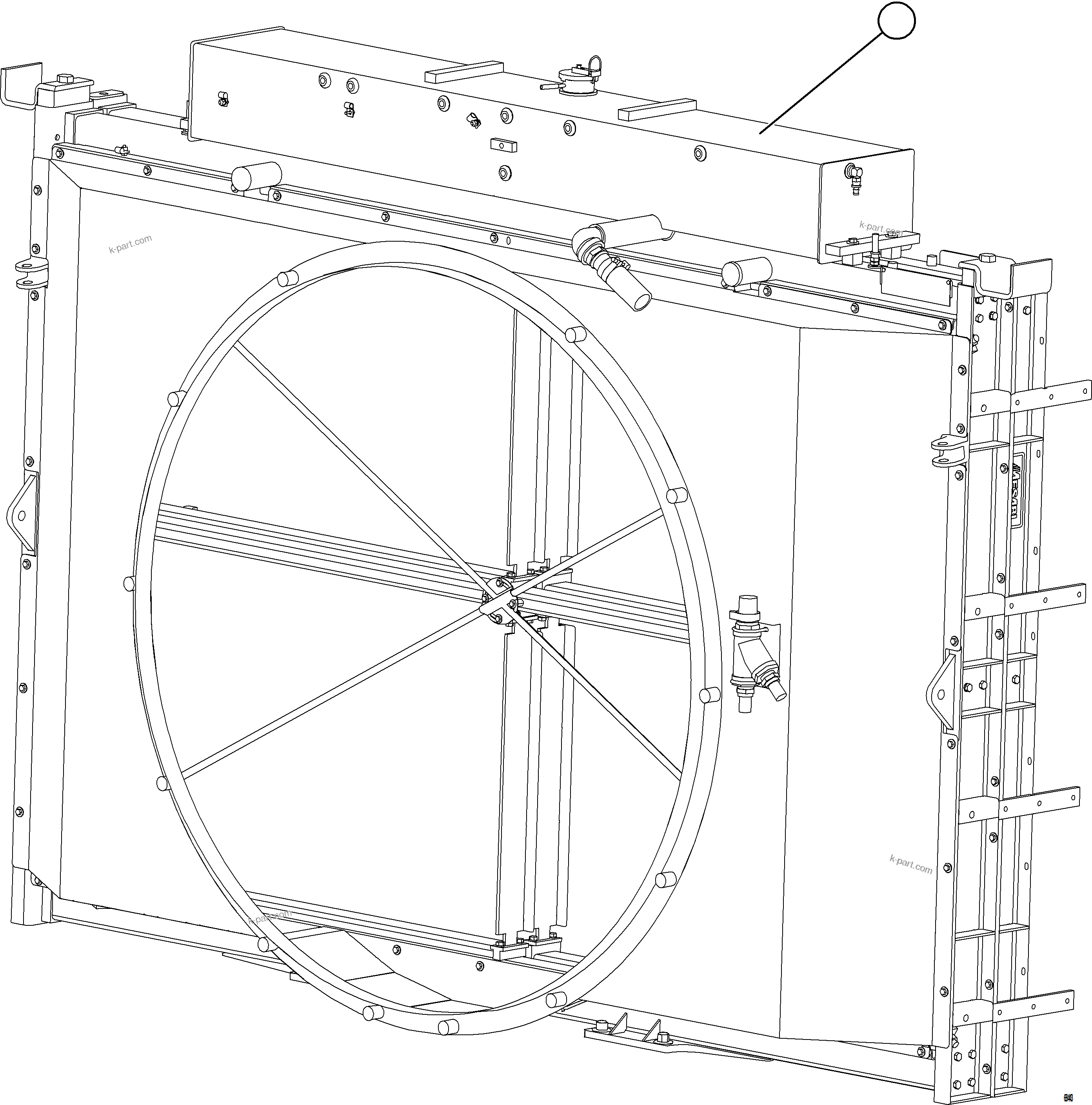 Komatsu parts book diagram for AFE84-T 730E-10 S/N A50061,A50064  KAL: RADIATOR & SHROUD ASSEMBLY