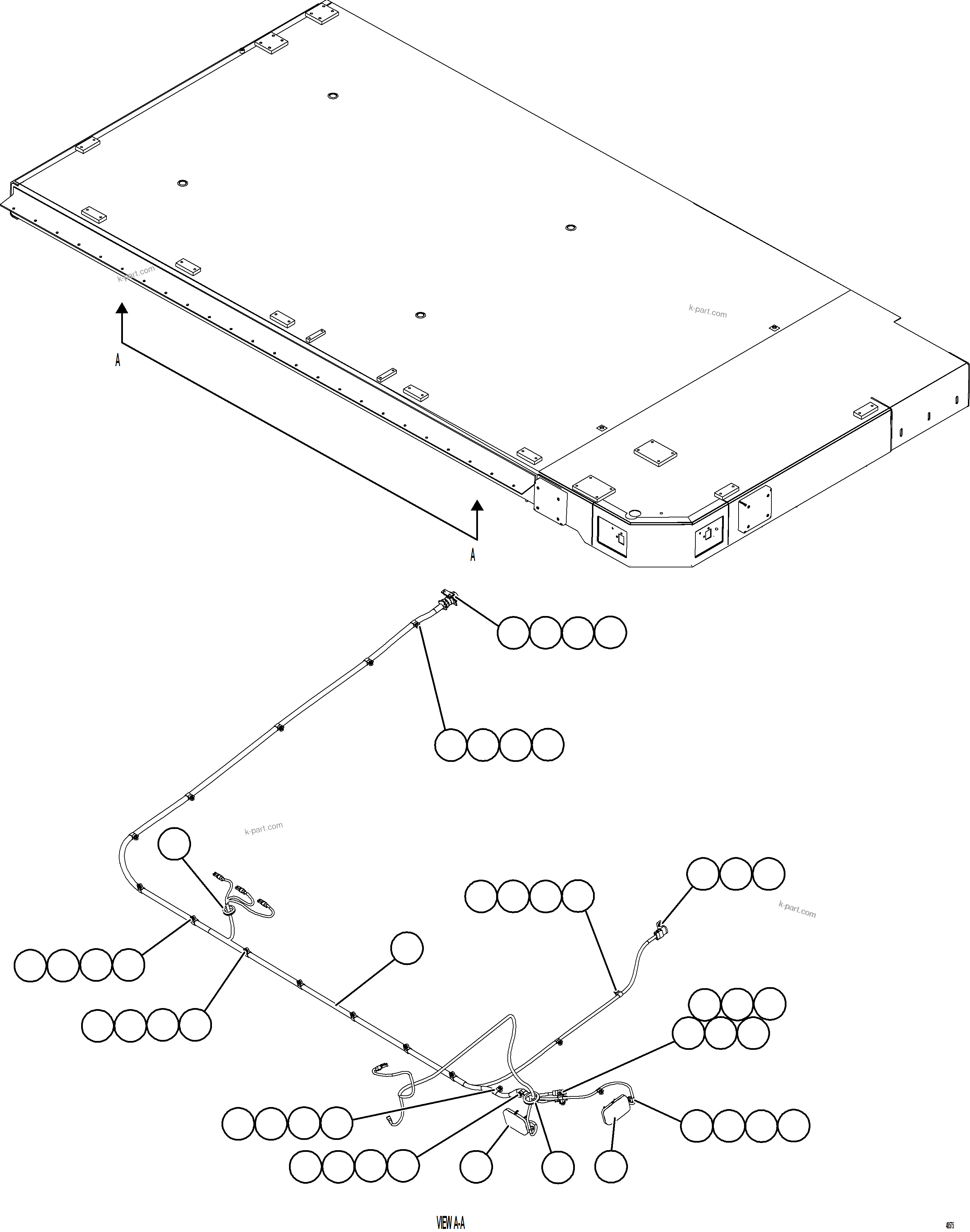 Komatsu parts book diagram for AFE84-T 730E-10 S/N A50061,A50064  KAL: RH DECK WIRING HARNESS & LIGHTS