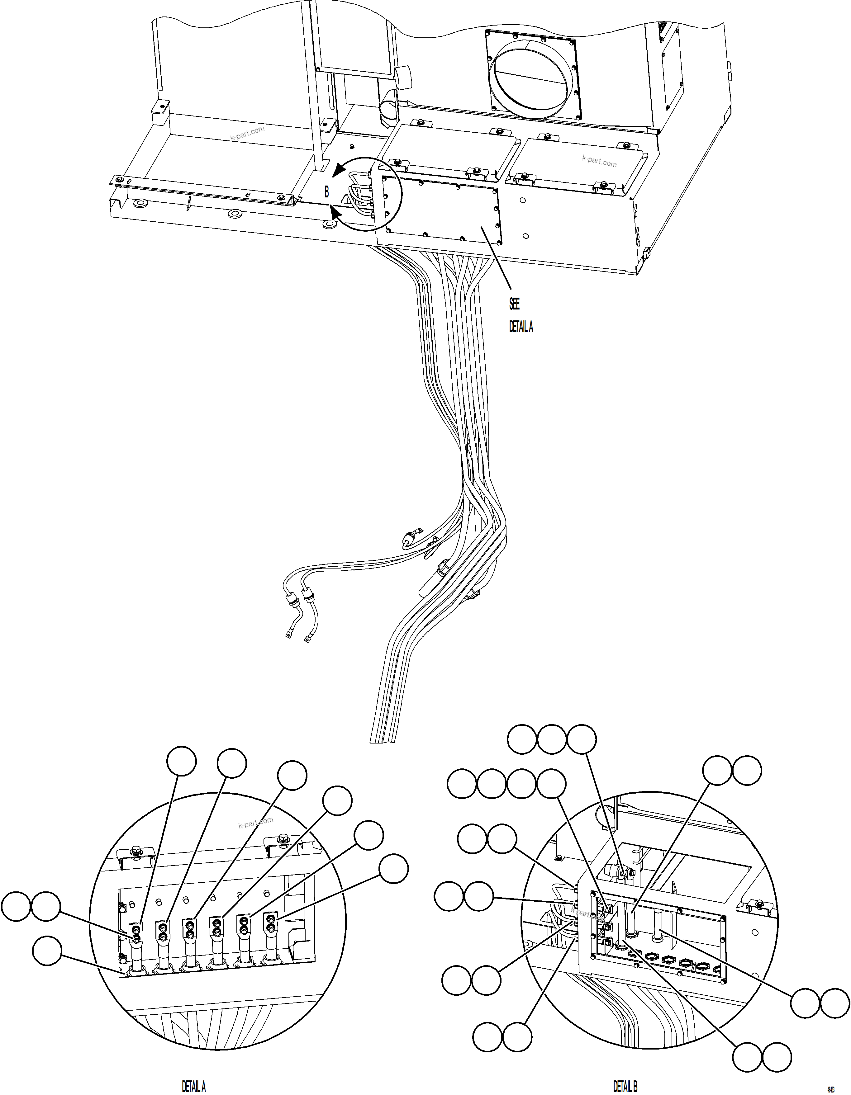 Komatsu parts book diagram for AFE84-T 730E-10 S/N A50061,A50064  KAL: CONTROL CABINET EXTERNAL WIRING - AUX BLOWERS