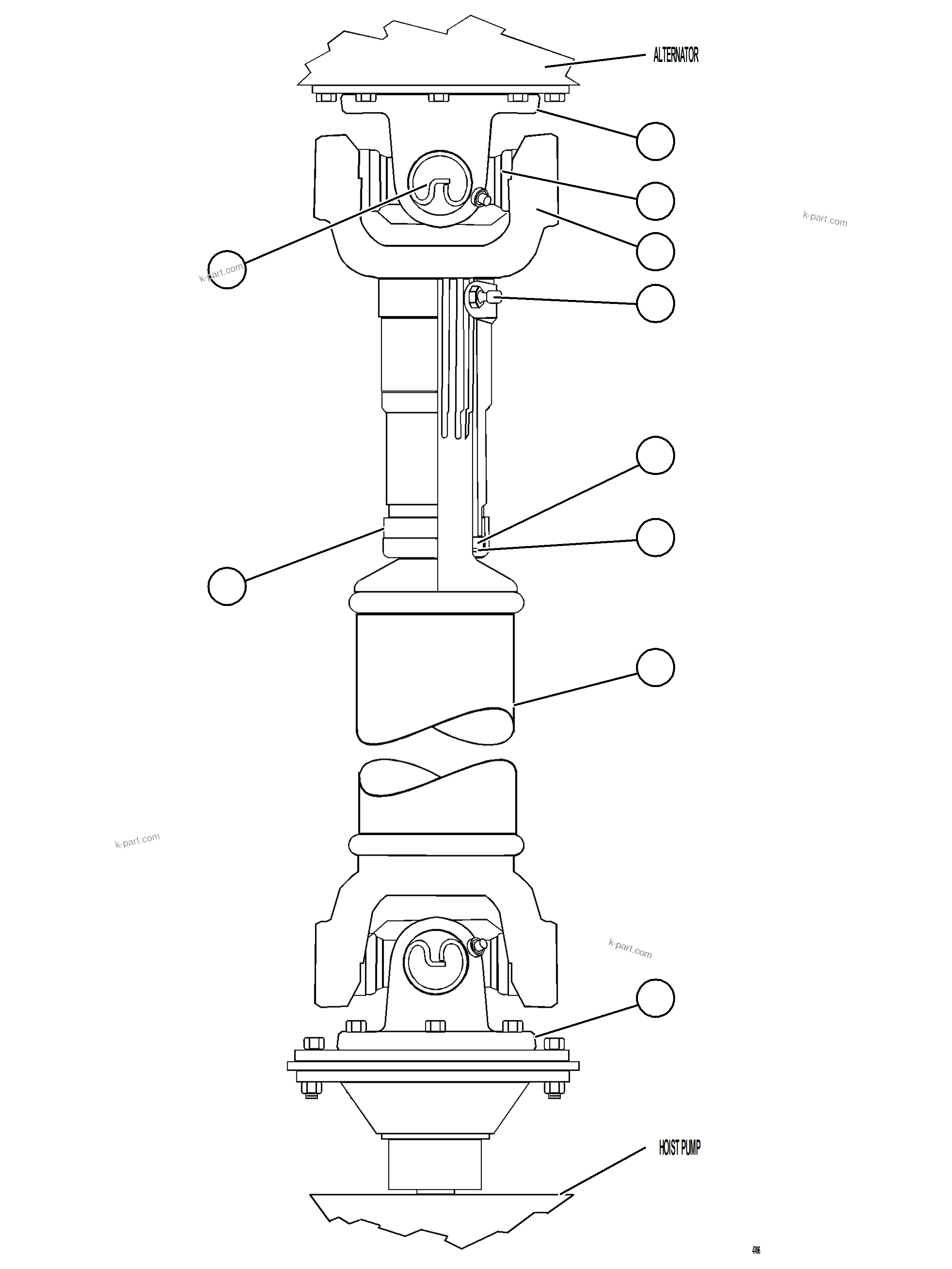 Komatsu parts book diagram for AFE84-T 730E-10 S/N A50061,A50064  KAL: DRIVESHAFT ASSEMBLY