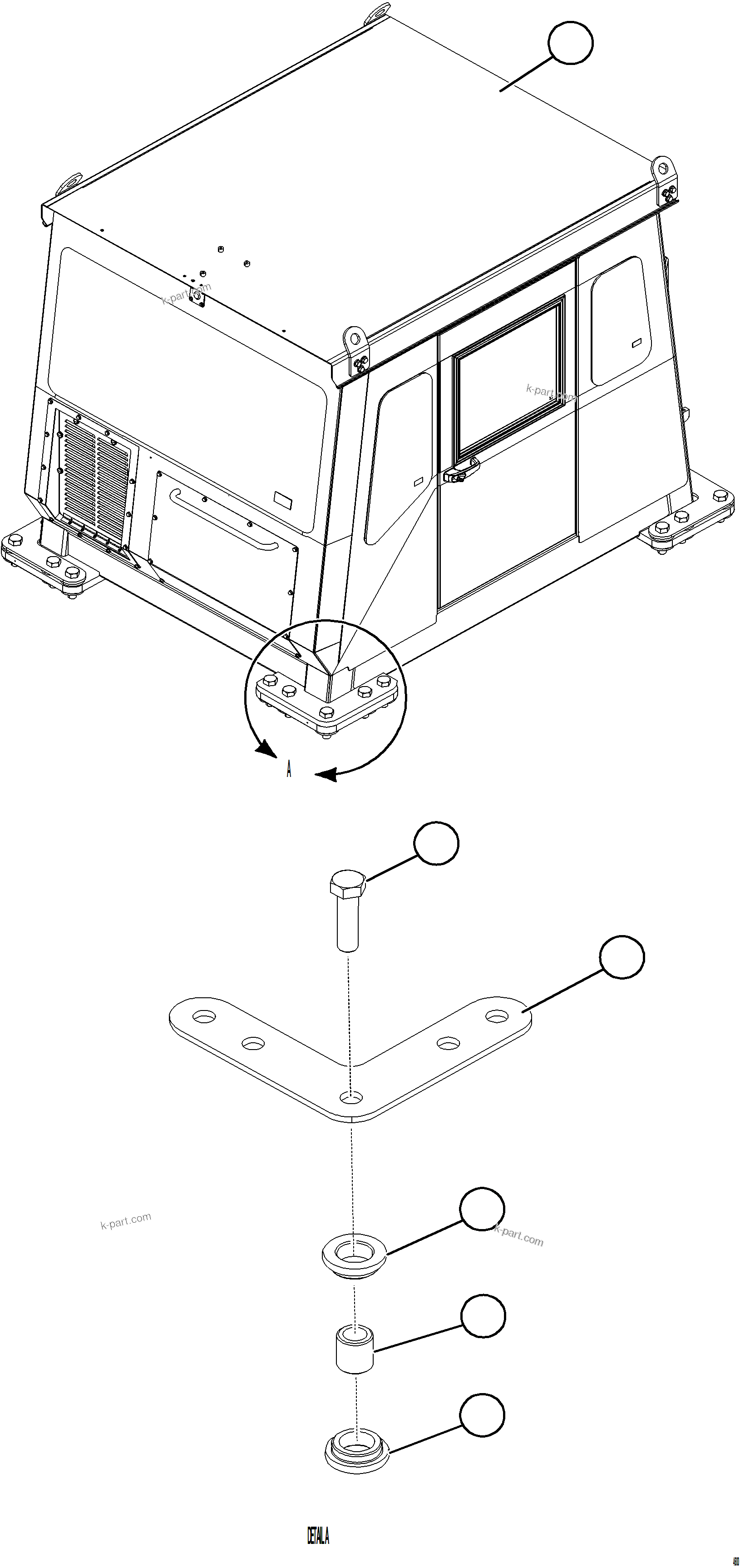 Komatsu parts book diagram for AFE84-T 730E-10 S/N A50061,A50064  KAL: CAB MOUNTING HARDWARE