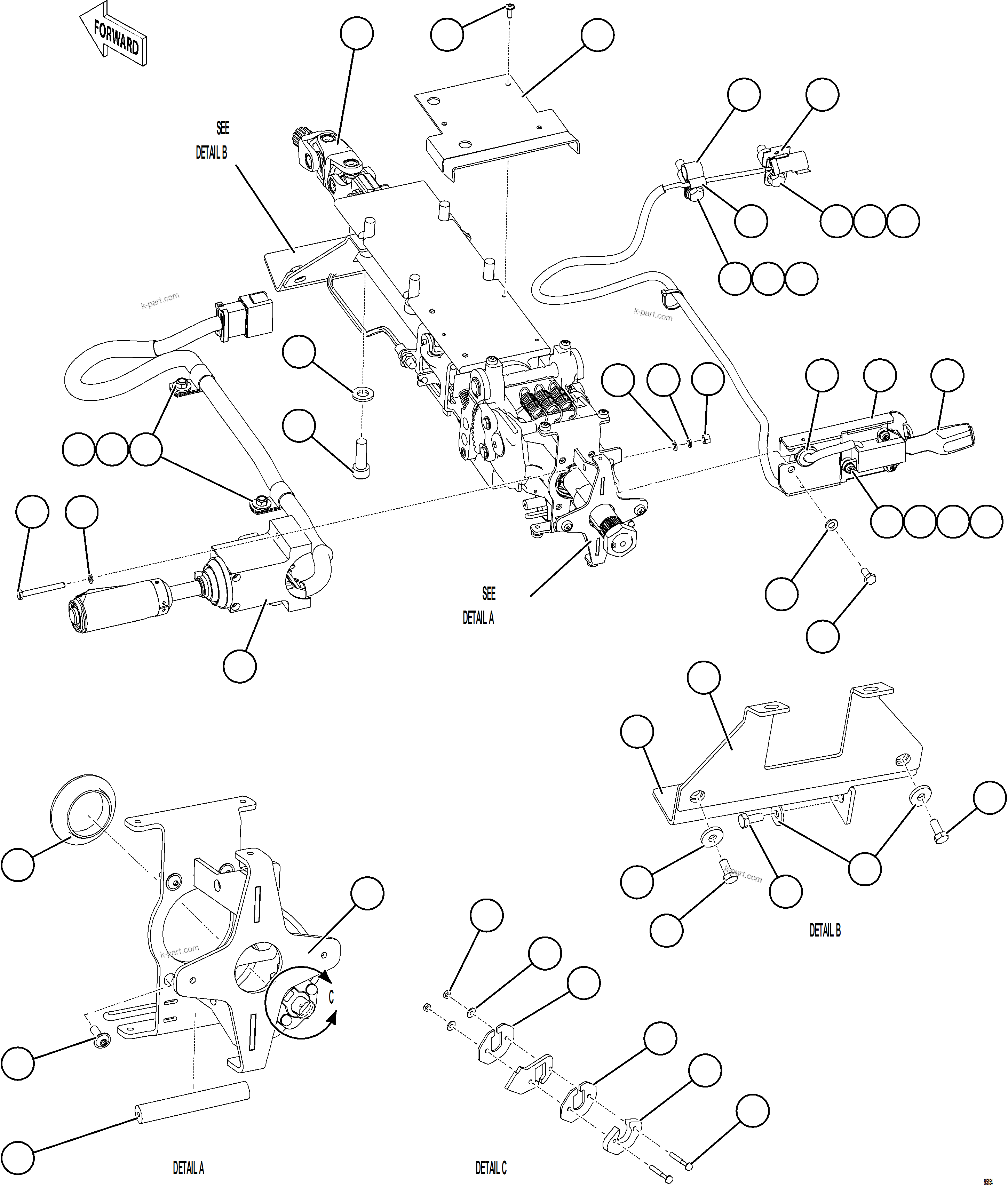Komatsu parts book diagram for AFE84-T 730E-10 S/N A50061,A50064  KAL: STEERING COLUMN    2/2