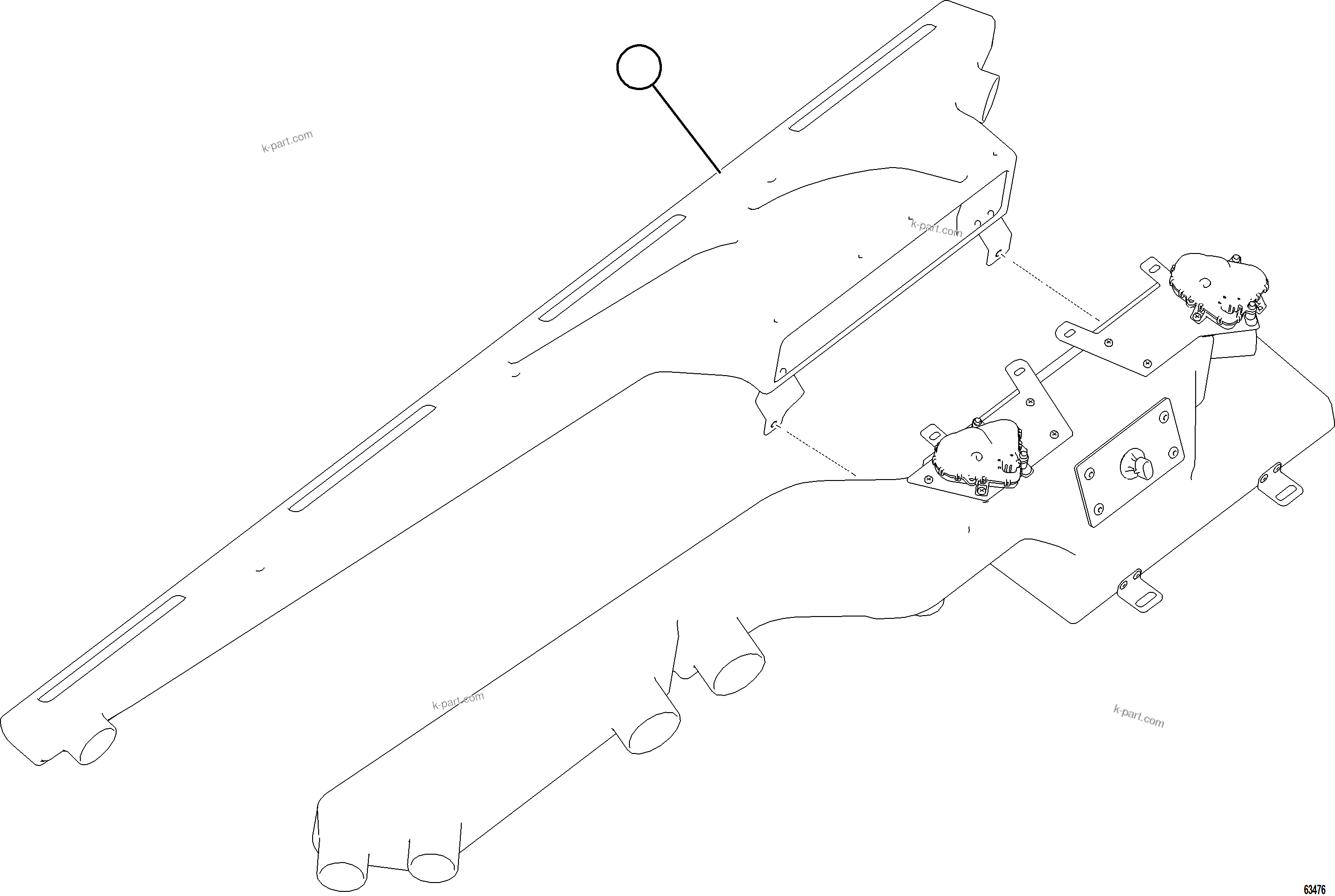 Komatsu parts book diagram for AFE84-T 730E-10 S/N A50061,A50064  KAL: HVAC DEFROST DUCT ASSEMBLY