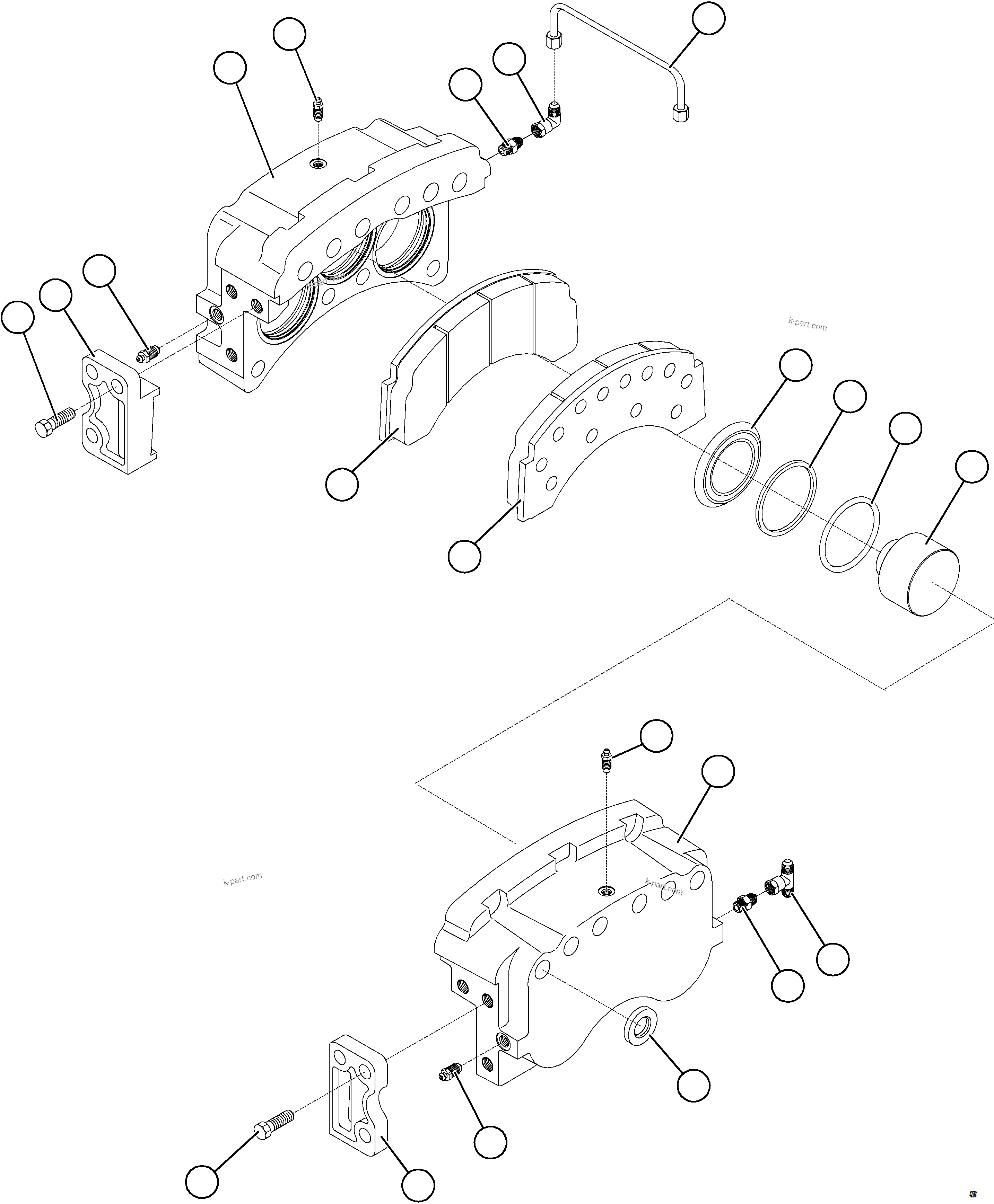 Komatsu parts book diagram for AFE84-T 730E-10 S/N A50061,A50064  KAL: FRONT BRAKE ASSEMBLY