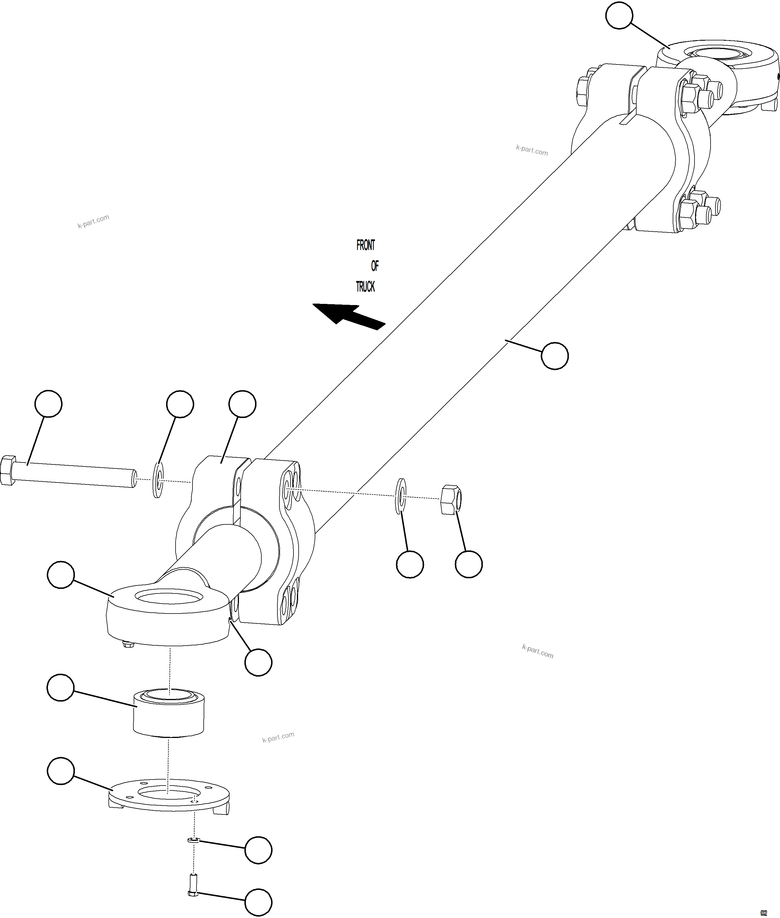 Komatsu parts book diagram for AFE84-T 730E-10 S/N A50061,A50064  KAL: TIE ROD ASSEMBLY