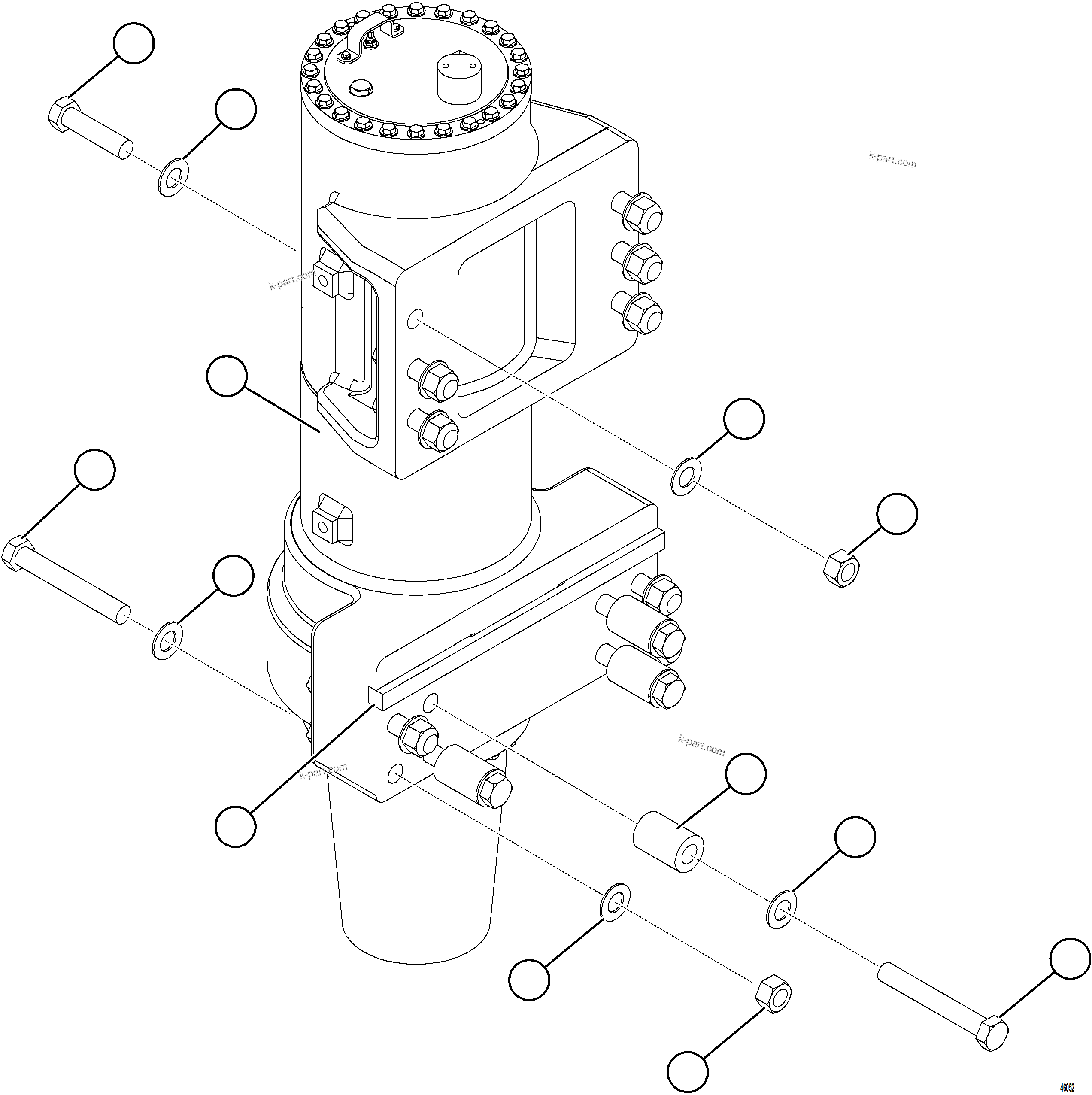 Komatsu parts book diagram for AFE84-T 730E-10 S/N A50061,A50064  KAL: FRONT SUSPENSION INSTALLATION - FRAME