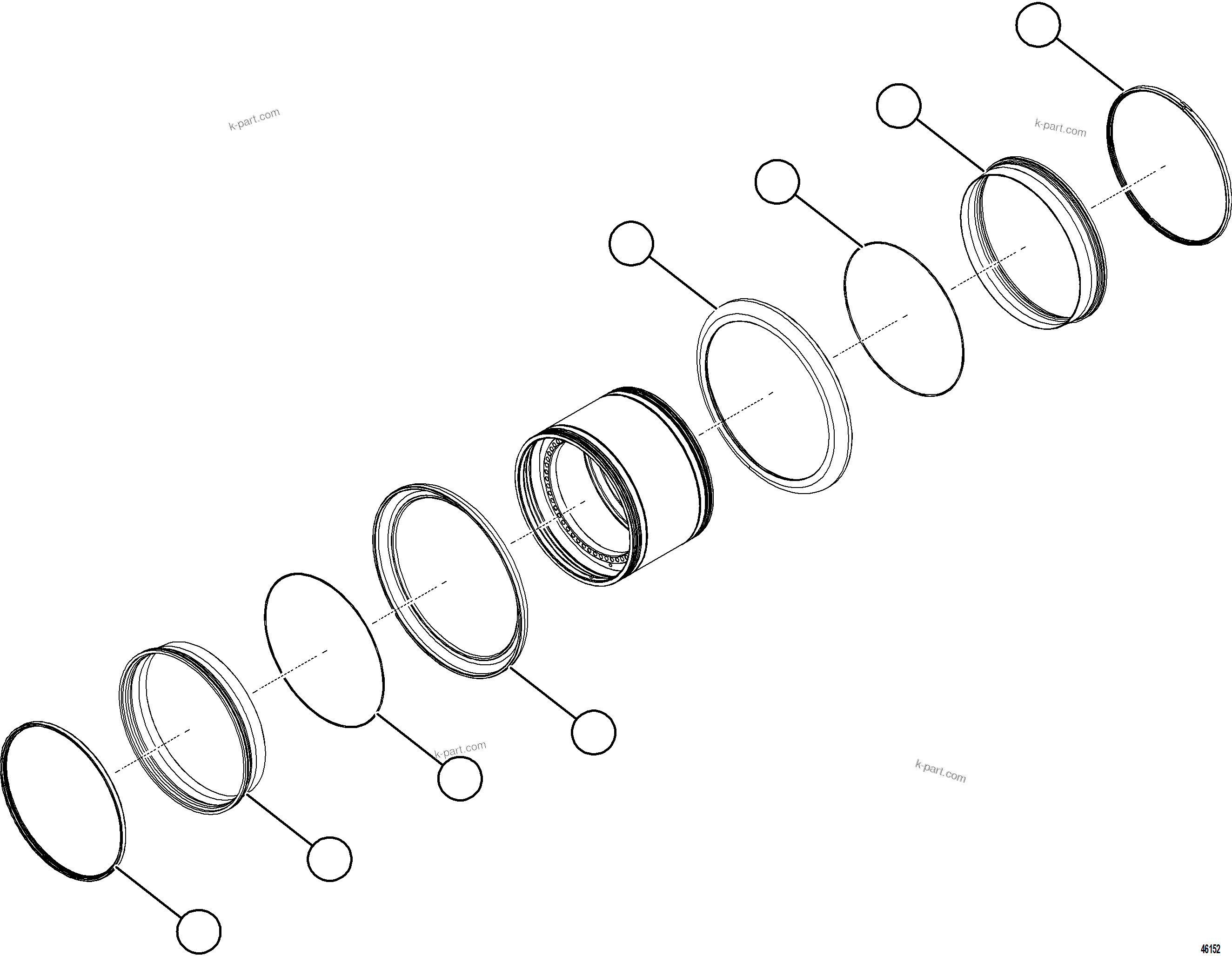 Komatsu parts book diagram for AFE84-T 730E-10 S/N A50061,A50064  KAL: SMART RIM ASSEMBLY - REAR OUTER