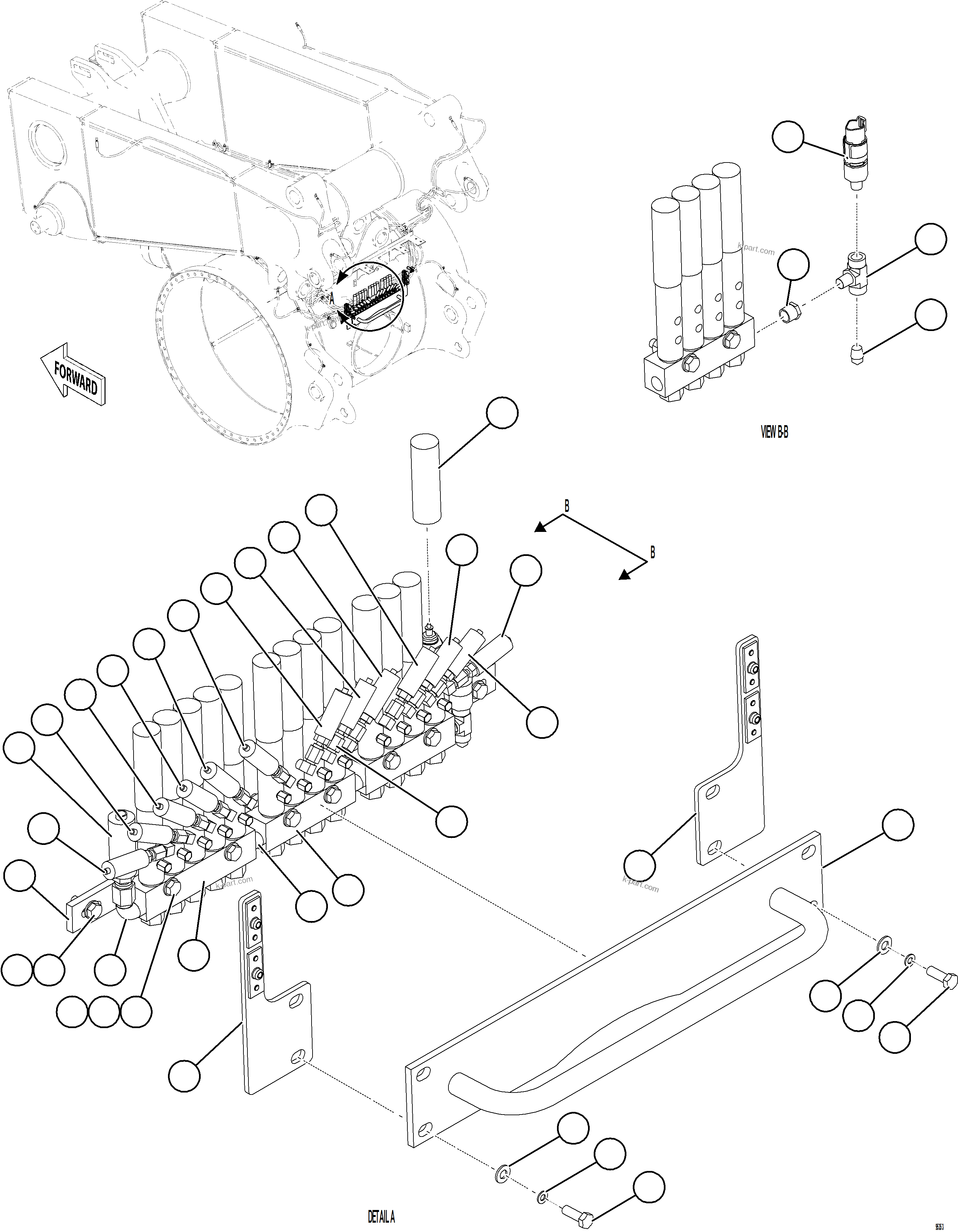 Komatsu parts book diagram for AFE84-T 730E-10 S/N A50061,A50064  KAL: AUTOMATIC LUBRICATION SYSTEM PIPING - REAR    1/3