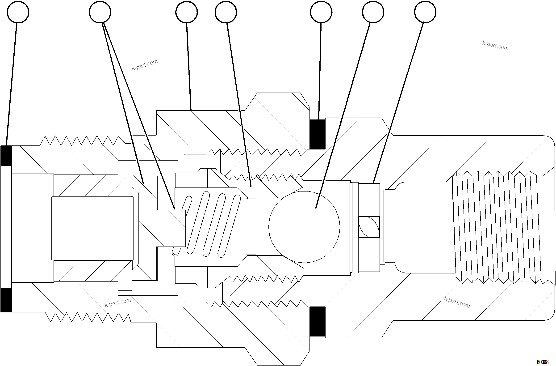 Komatsu parts book diagram for AFE84-T 730E-10 S/N A50061,A50064  KAL: CHECK VALVE ASSEMBLY