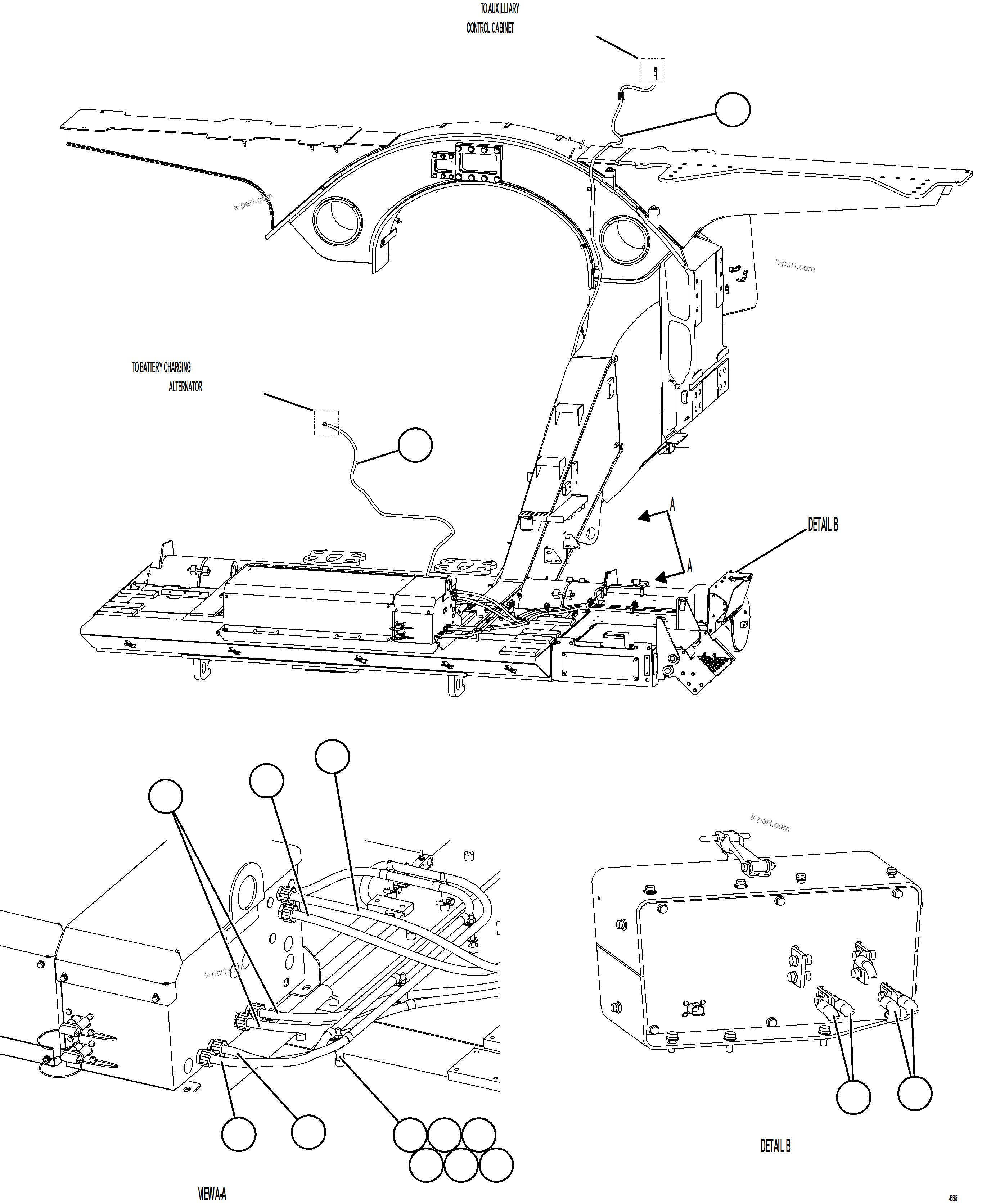 Komatsu parts book diagram for AFE91-E 930E-5 S/N A40390,A40394 - A40395,A40416 - A40417,A40430,A40438 - A40439,A40440,A40451 - A40453  SOUND SUPPRESSION ADDENDUM: BATTERY BOX EXTERNAL WIRING
