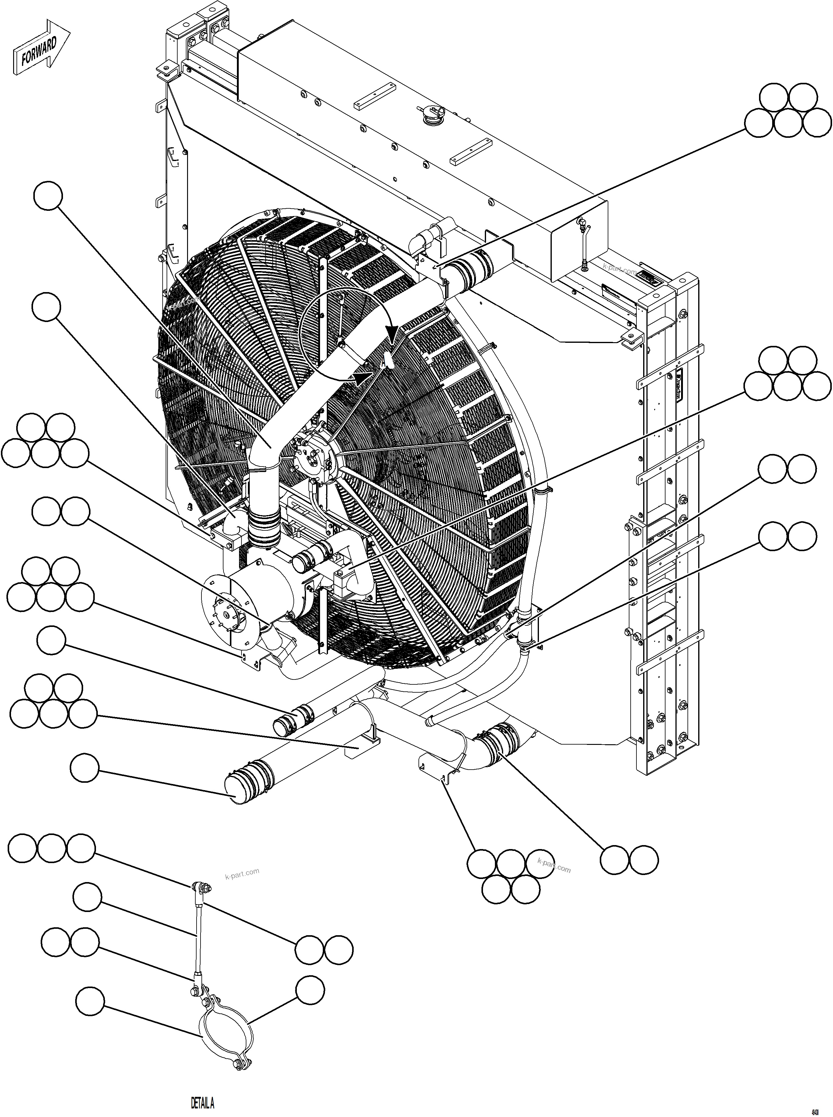 Komatsu parts book diagram for AFE92-A 980E-5SE S/N A60001 - A60010  KMMP: RADIATOR PIPING    1/4