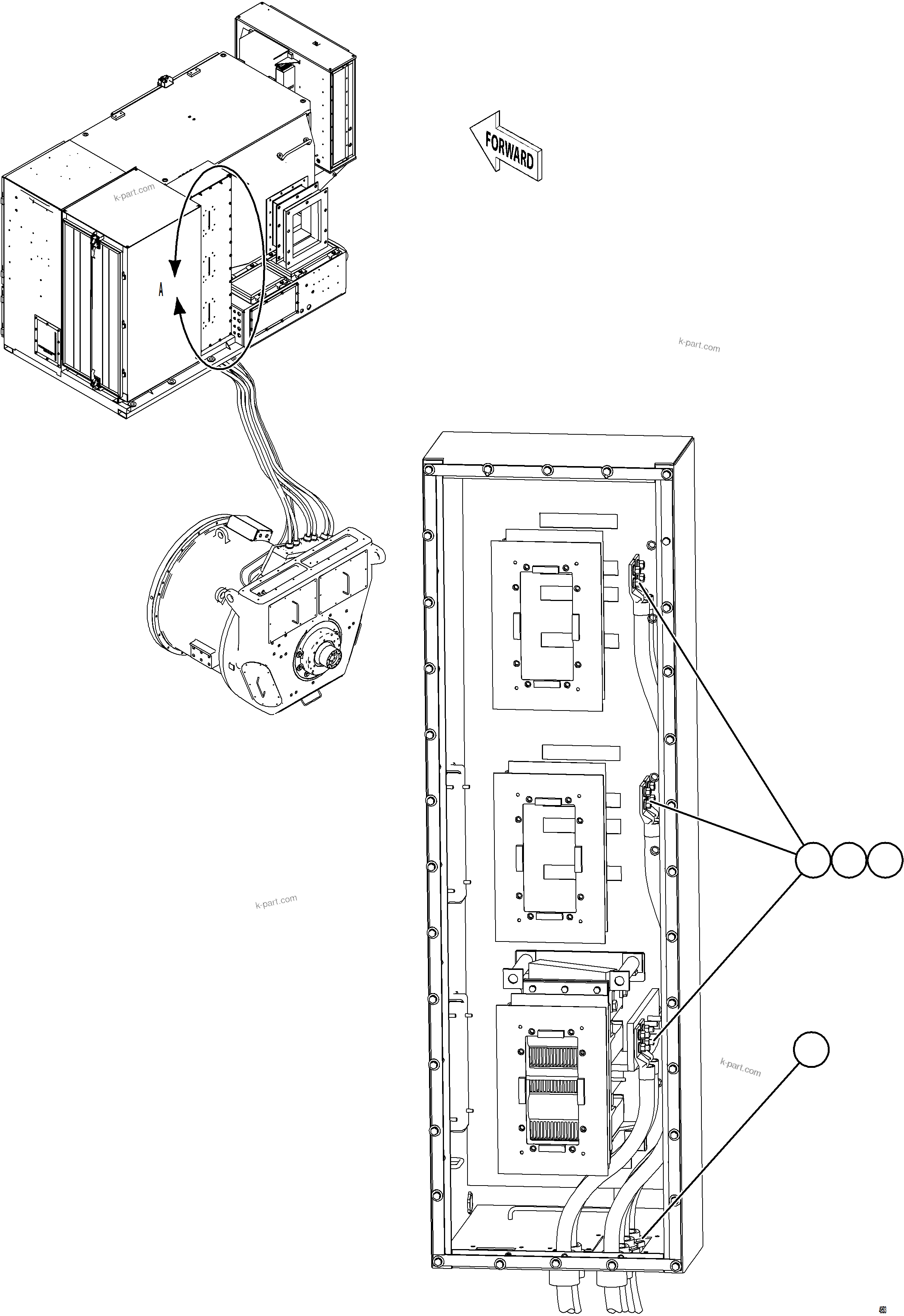 Komatsu parts book diagram for AFE92-A 980E-5SE S/N A60001 - A60010  KMMP: CONTROL CABINET EXTERNAL WIRING - ALTERNATOR   2/2