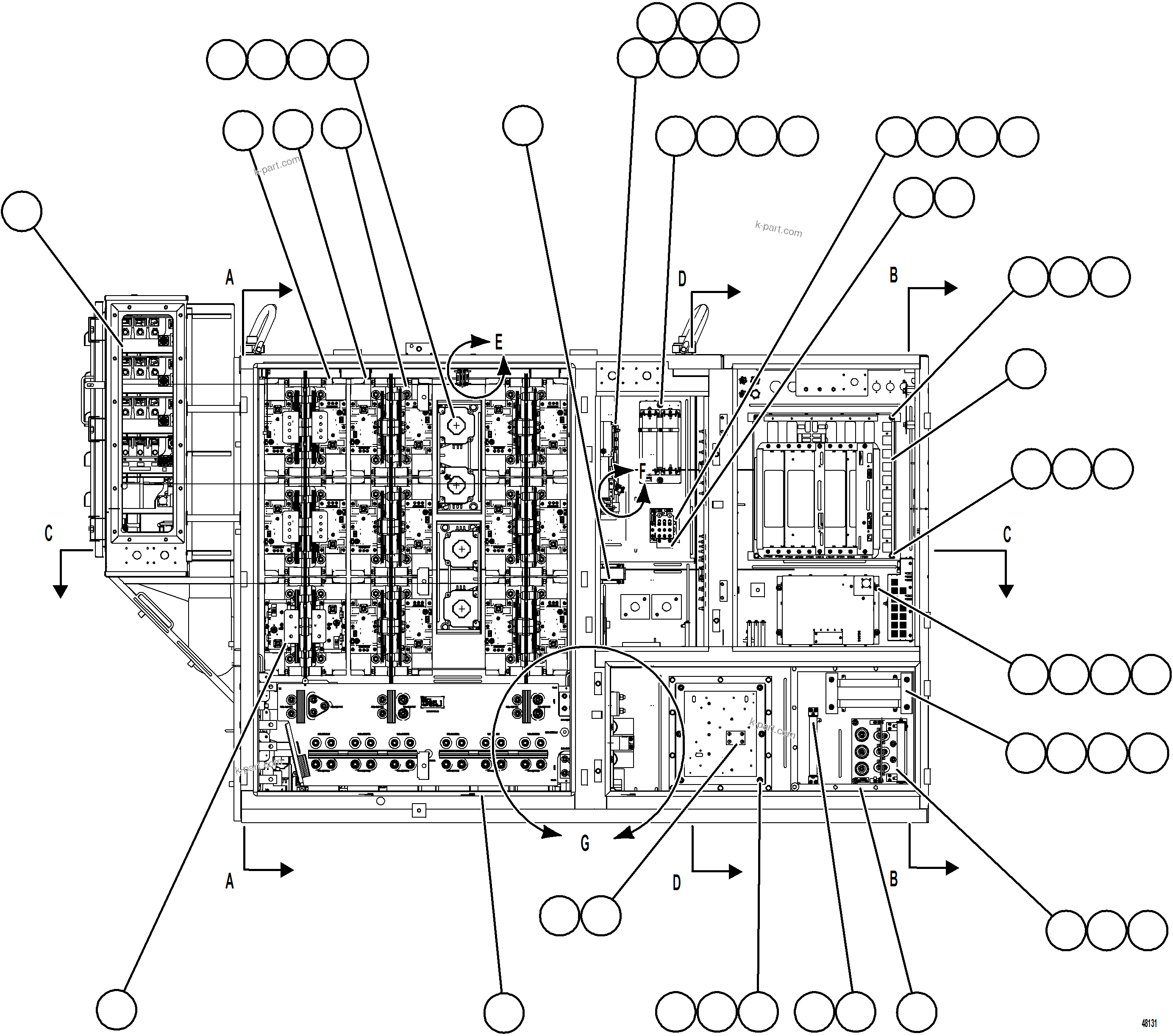 Komatsu parts book diagram for AFE92-A 980E-5SE S/N A60001 - A60010  KMMP: CONTROL CABINET    1/16    58B-01-00390