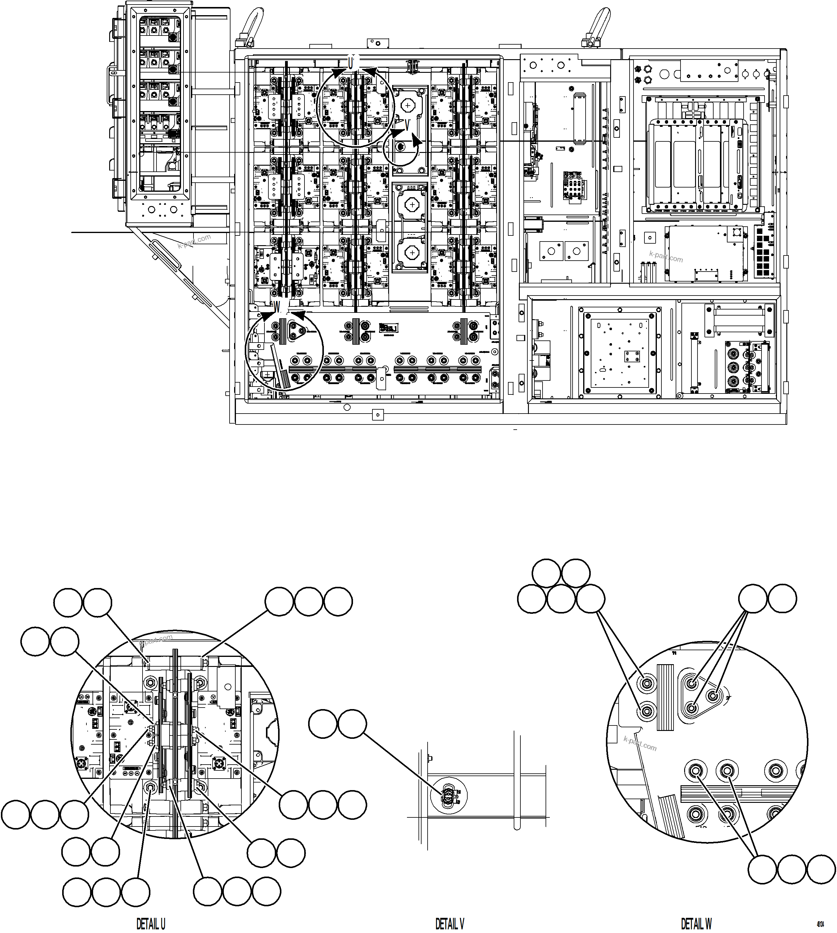 Komatsu parts book diagram for AFE92-A 980E-5SE S/N A60001 - A60010  KMMP: CONTROL CABINET    4/16    58B-01-00390