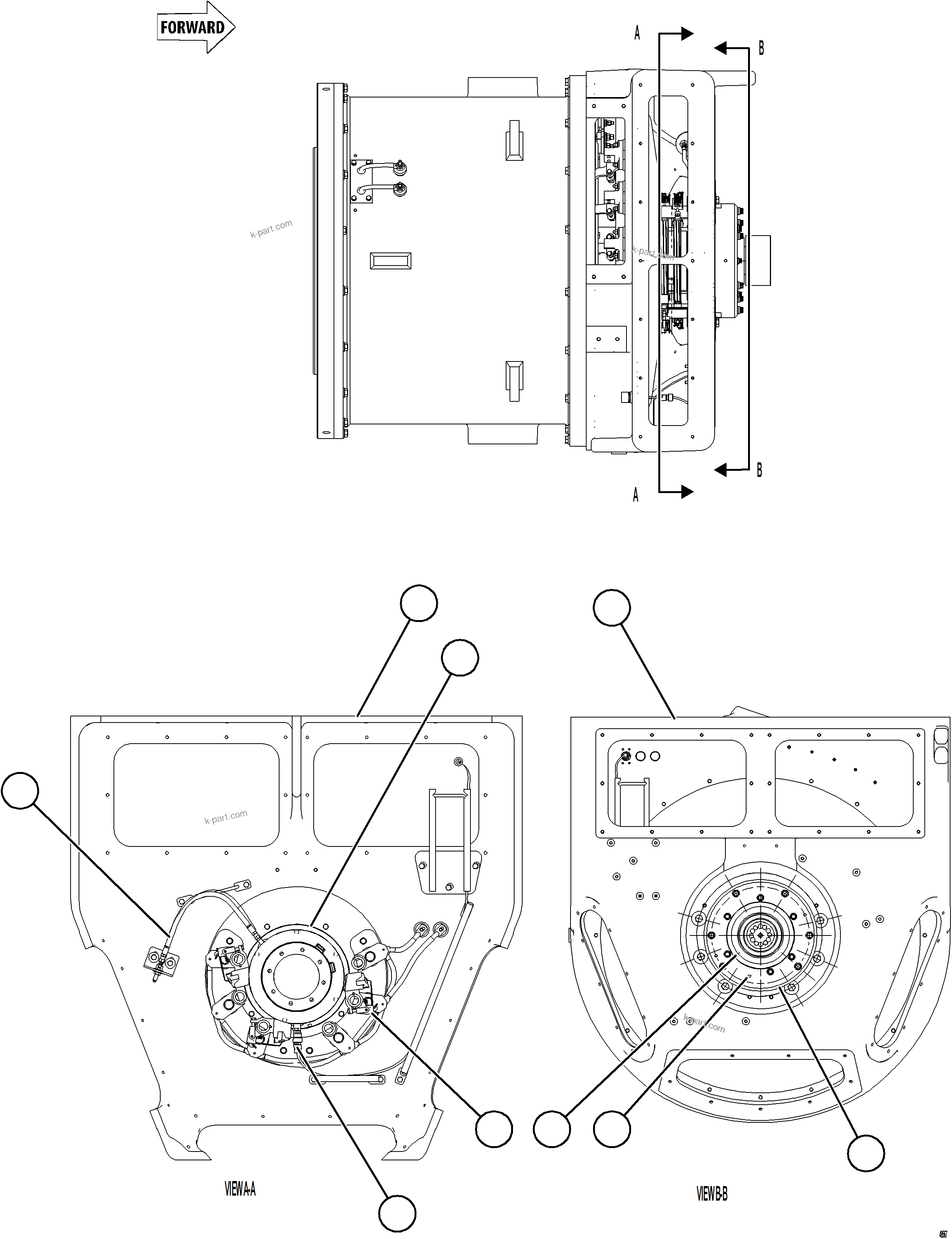 Komatsu parts book diagram for AFE92-A 980E-5SE S/N A60001 - A60010  KMMP: ALTERNATOR ASSEMBLY    3/6    58B-01-01100