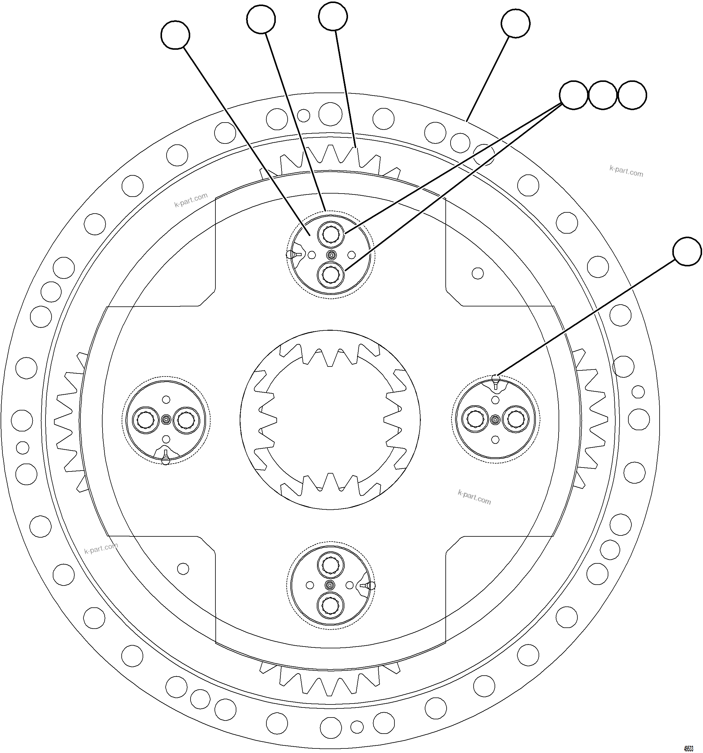 Komatsu parts book diagram for AFE92-A 980E-5SE S/N A60001 - A60010  KMMP: CARRIER ASSEMBLY - LOW SPEED    58B-22-40010