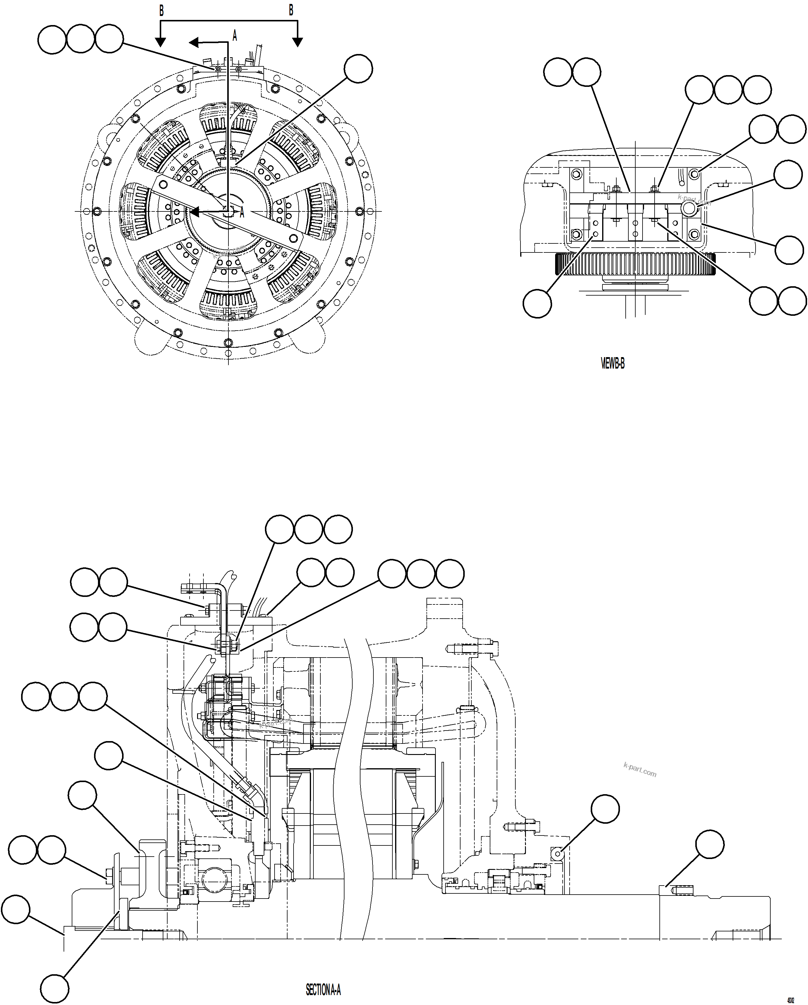 Komatsu parts book diagram for AFE92-A 980E-5SE S/N A60001 - A60010  KMMP: WHEEL MOTOR    2/2    58B-06-11150