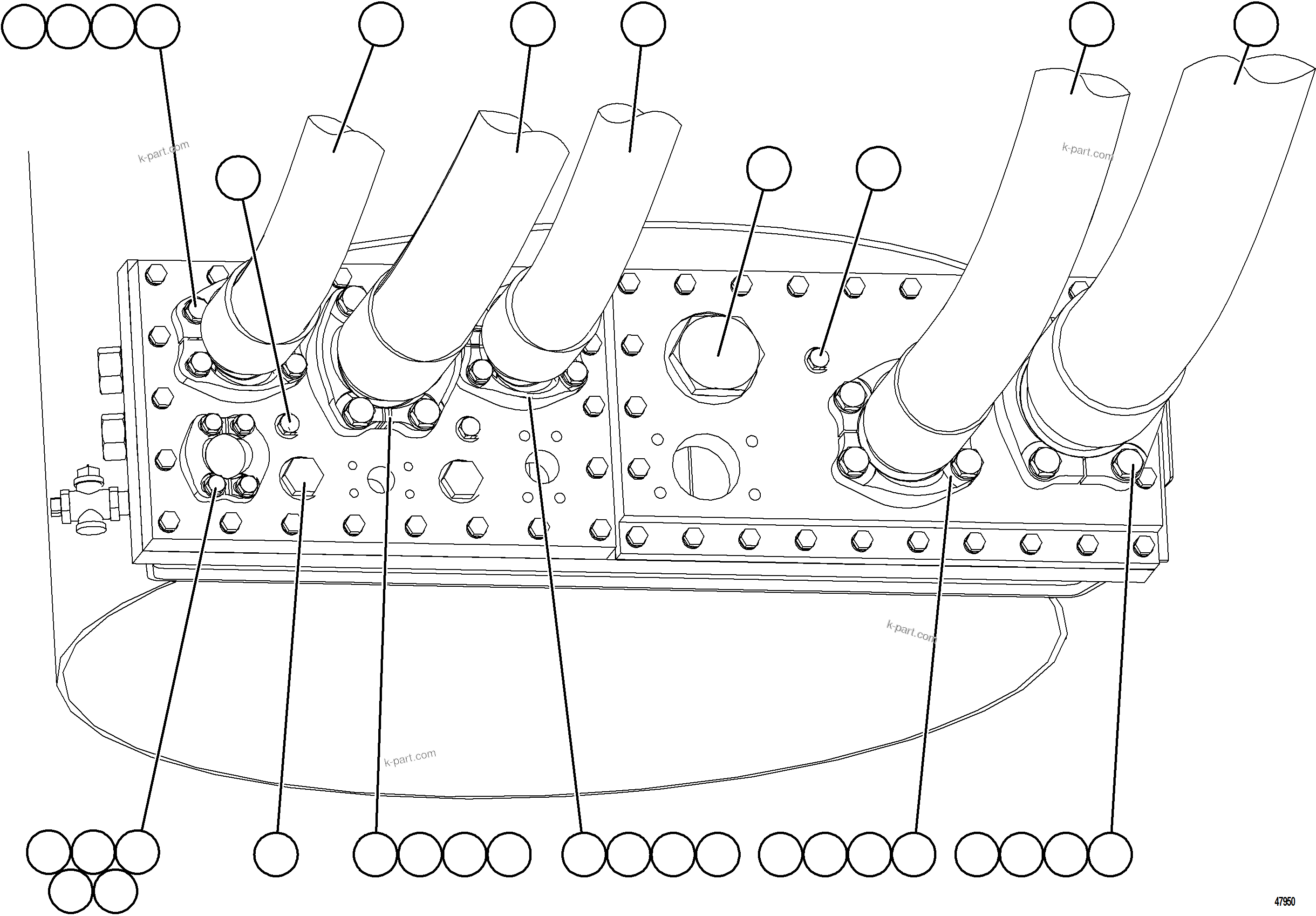 Komatsu parts book diagram for AFE92-A 980E-5SE S/N A60001 - A60010  KMMP: HYDRAULIC TANK PIPING - HOIST CIRCUIT