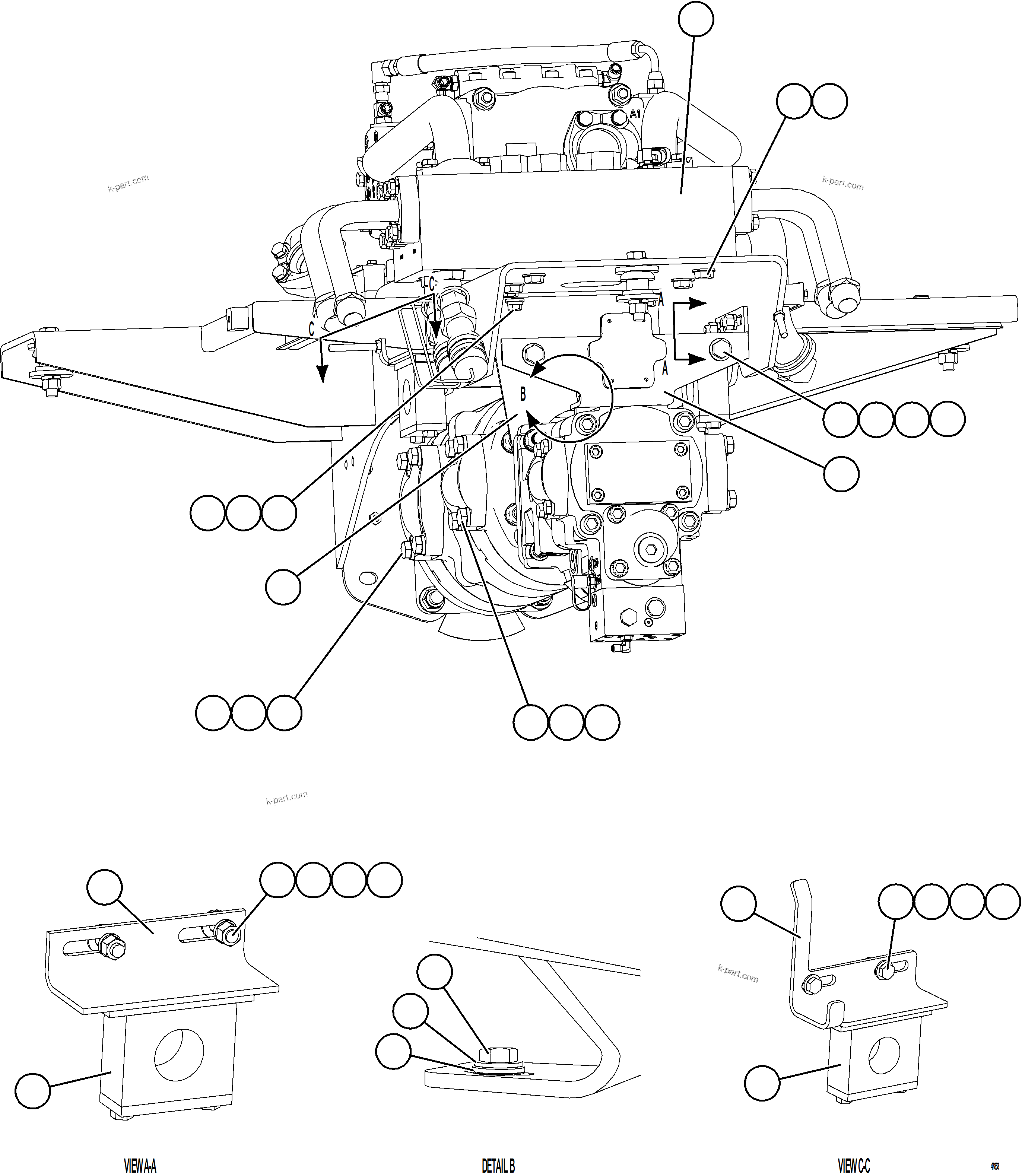 Komatsu parts book diagram for AFE92-A 980E-5SE S/N A60001 - A60010  KMMP: VALVE/PUMP MODULE PIPING    3/3
