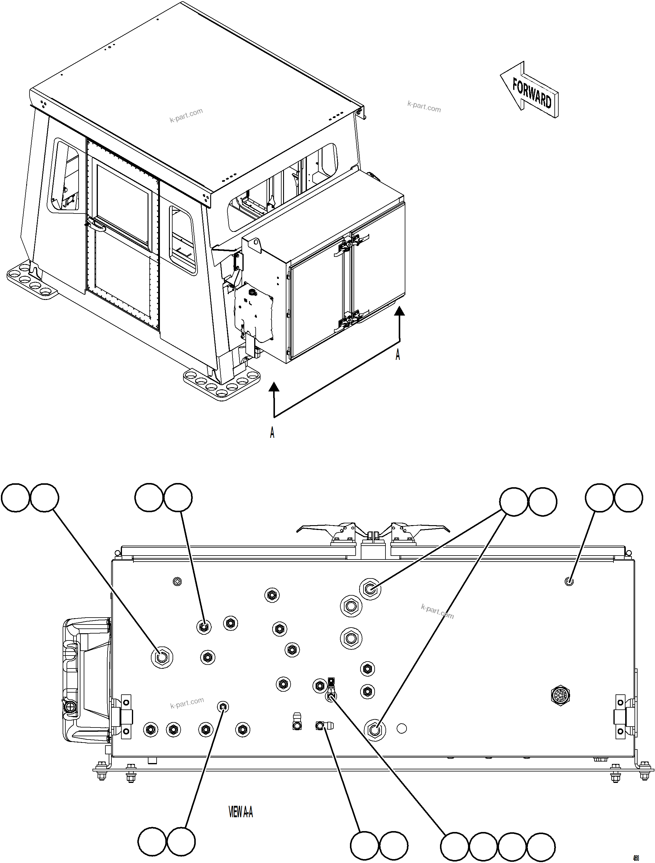Komatsu parts book diagram for AFE92-A 980E-5SE S/N A60001 - A60010  KMMP: HYDRAULIC BRAKE CABINET STRUCTURE    2/2