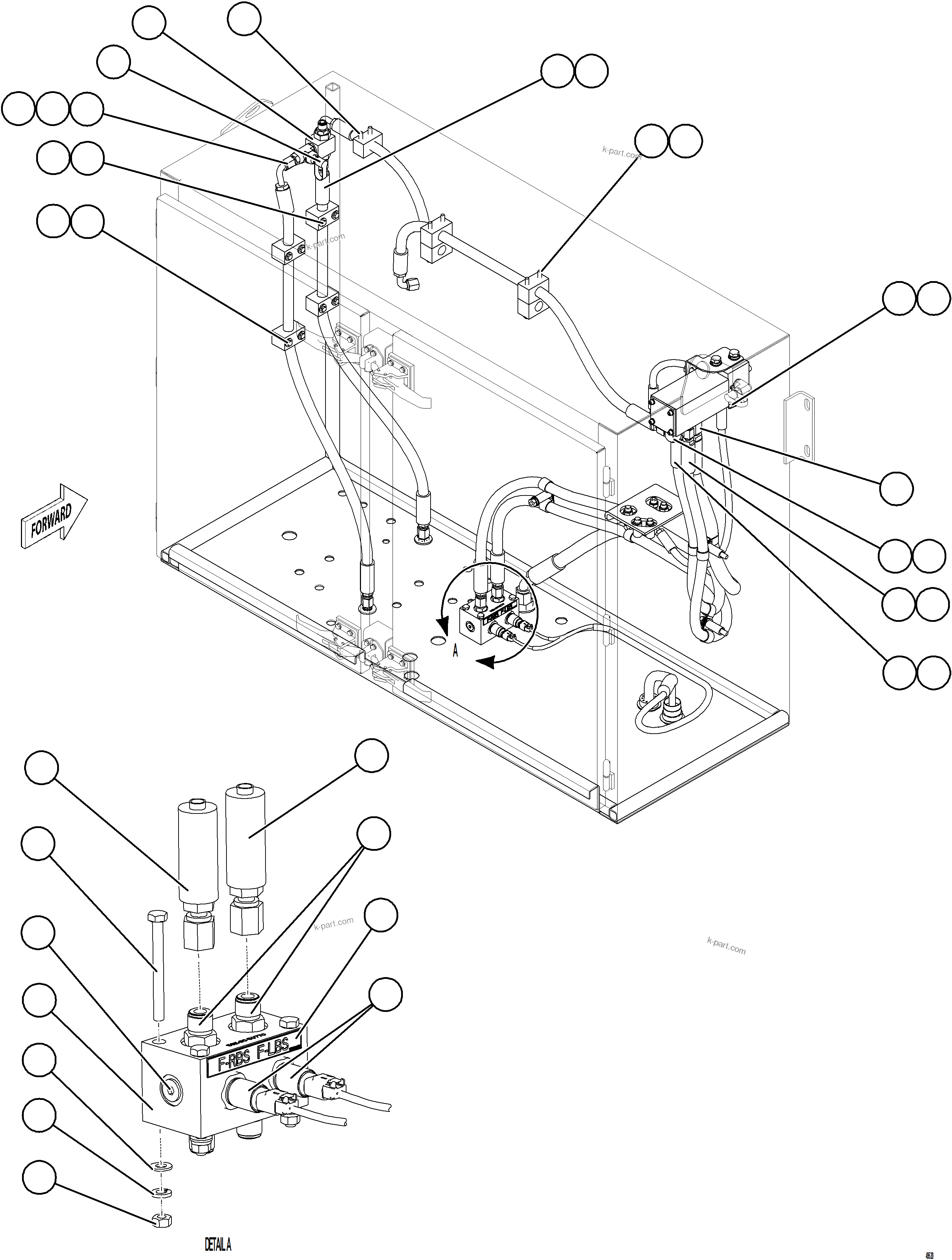 Komatsu parts book diagram for AFE92-A 980E-5SE S/N A60001 - A60010  KMMP: SHUTTLE VALVE & JUNCTION BLOCK PIPING