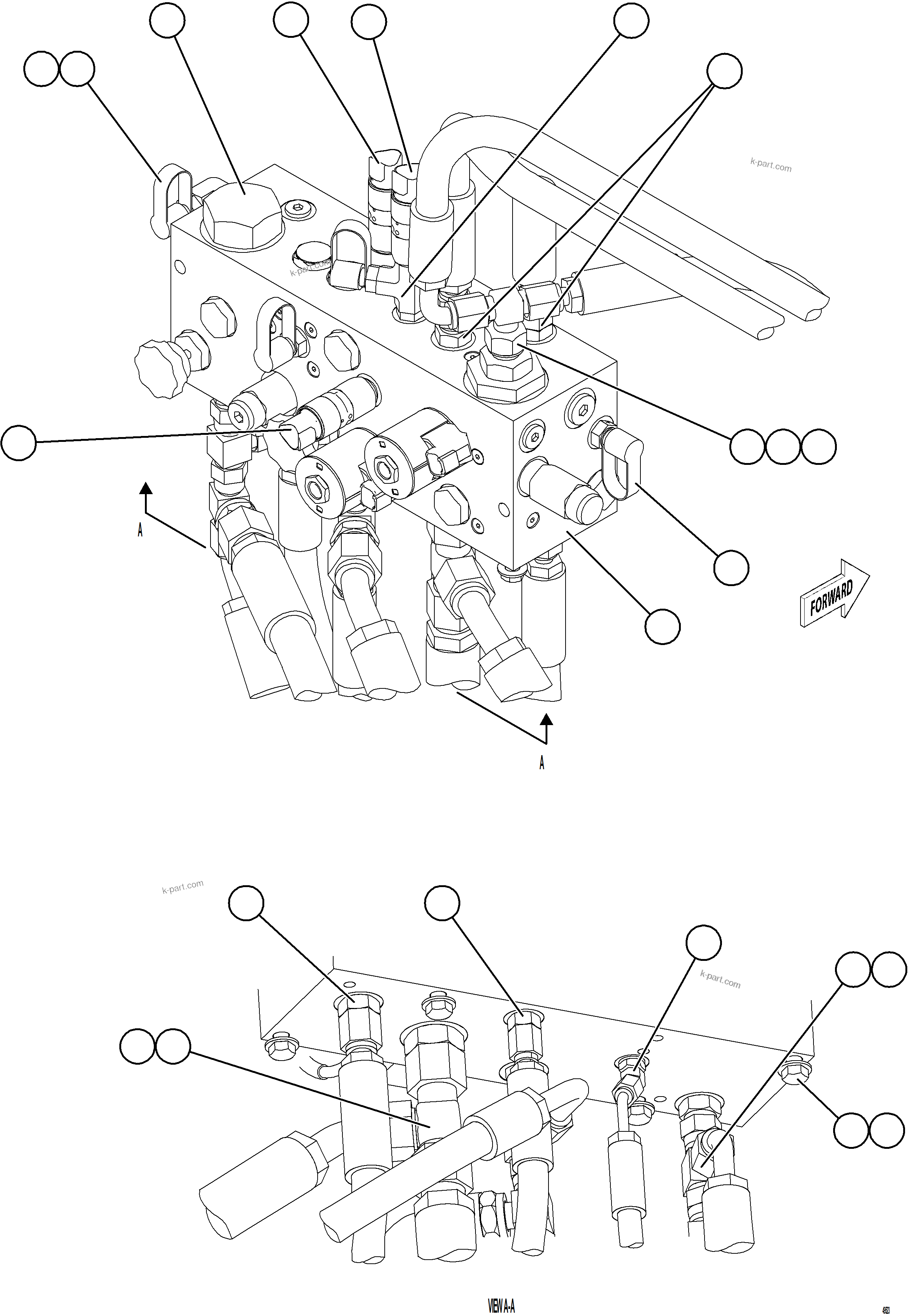 Komatsu parts book diagram for AFE92-A 980E-5SE S/N A60001 - A60010  KMMP: BRAKE MANIFOLD COMPONENTS
