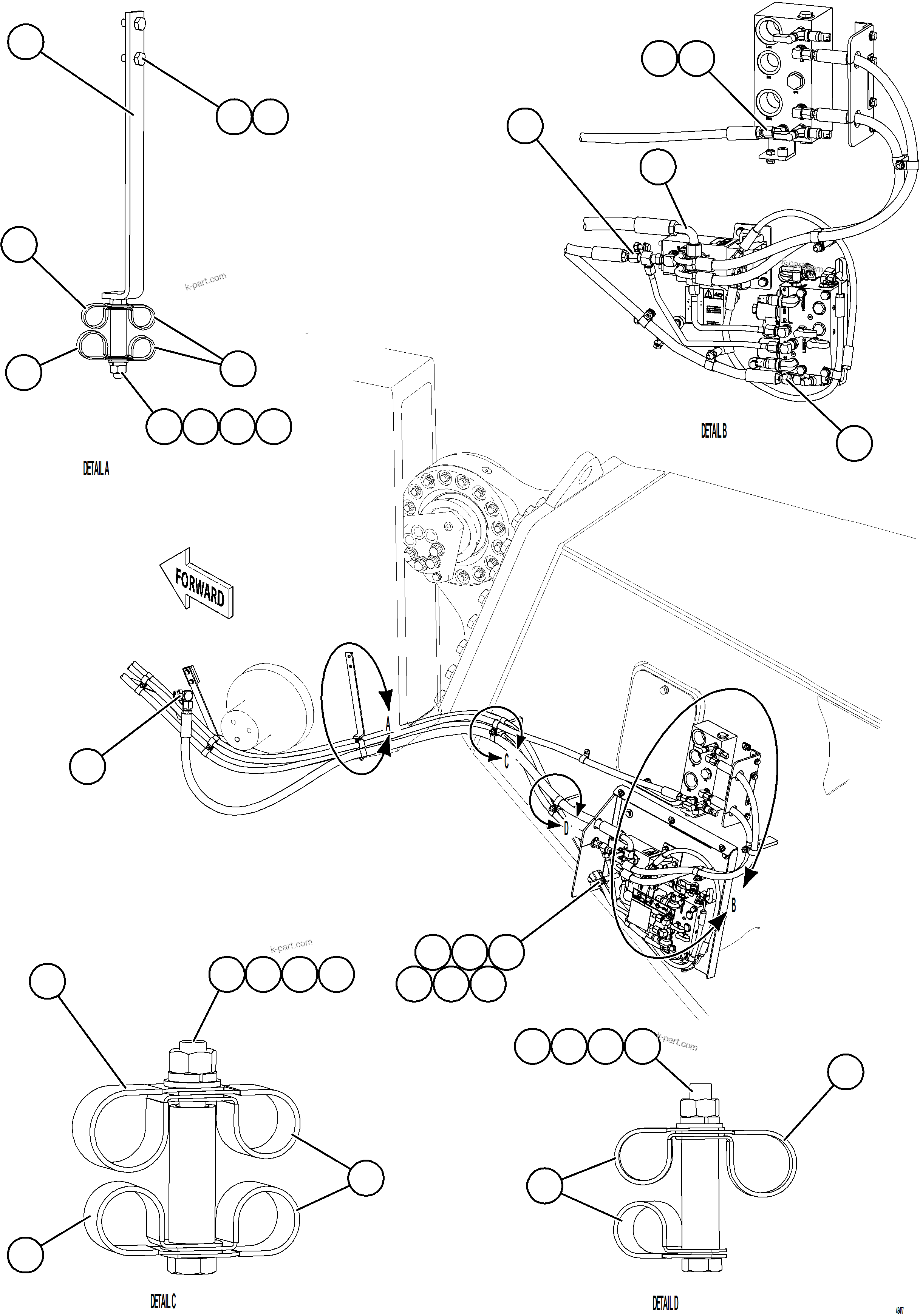 Komatsu parts book diagram for AFE92-A 980E-5SE S/N A60001 - A60010  KMMP: REAR BRAKE APPLY PIPING    2/3