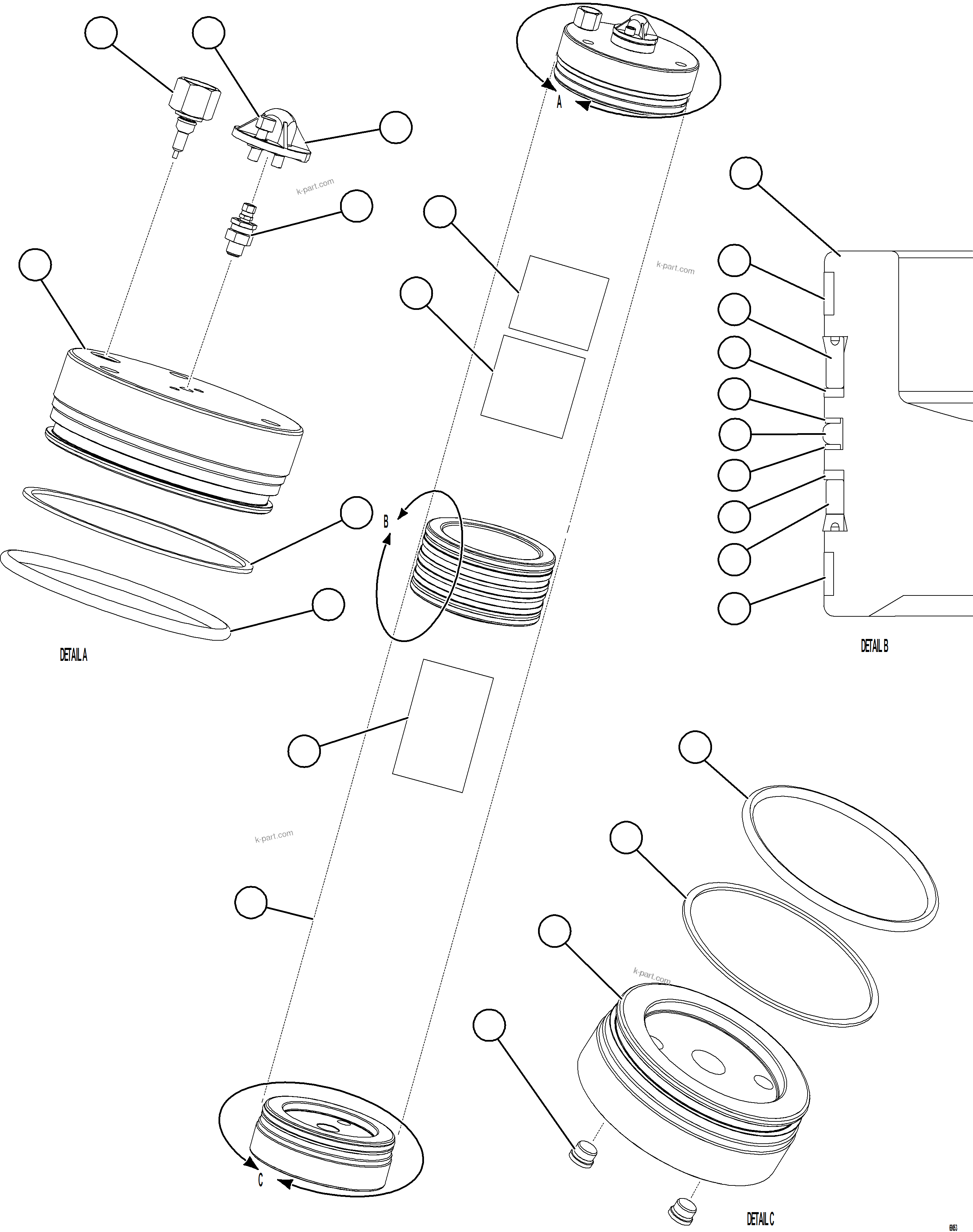 Komatsu parts book diagram for AFE92-A 980E-5SE S/N A60001 - A60010  KMMP: PISTON ACCUMULATOR ASSM (16.5 GAL)    58B-60-20061