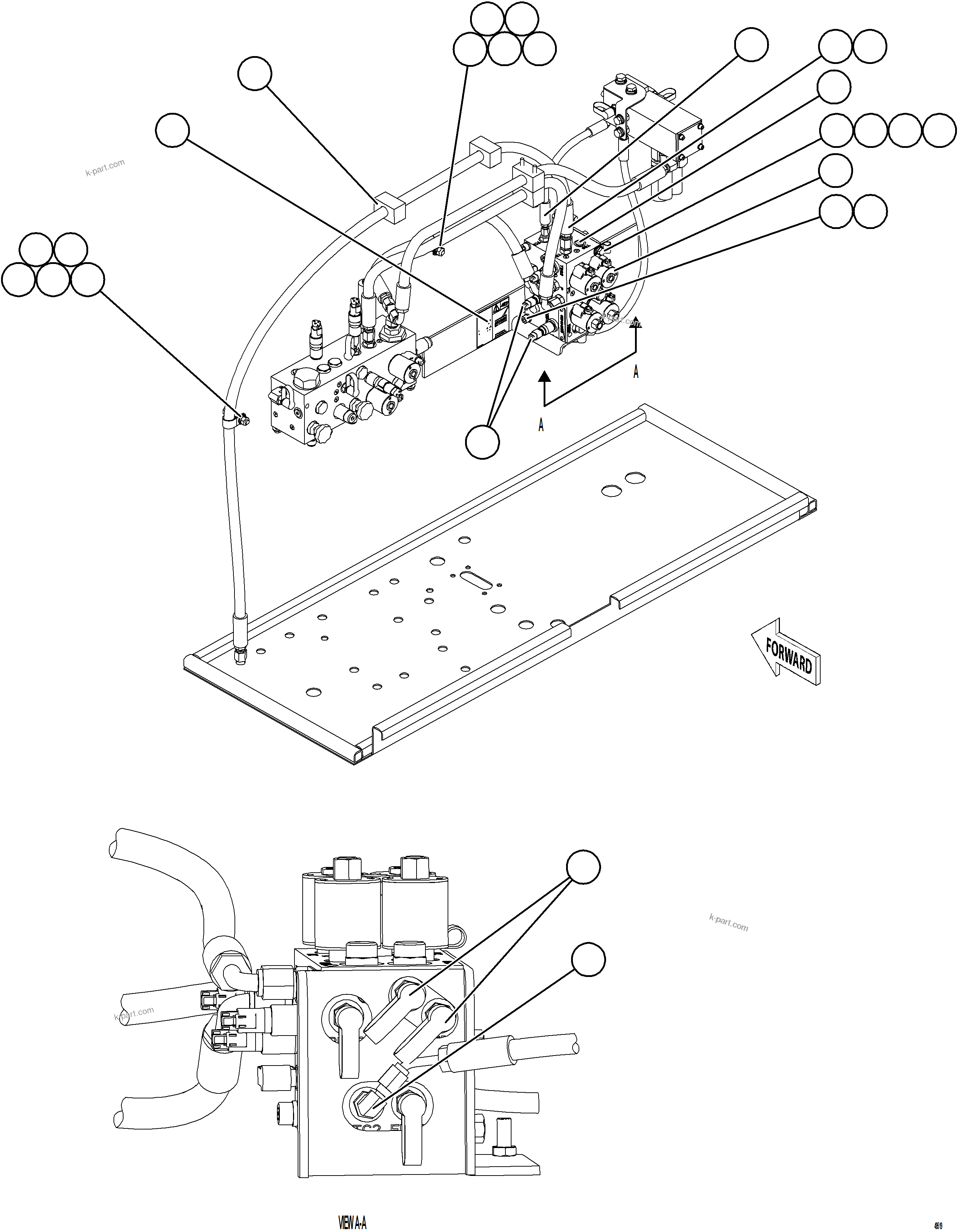 Komatsu parts book diagram for AFE92-A 980E-5SE S/N A60001 - A60010  KMMP: ABS SERVICE BRAKE VALVE INSTALLATION