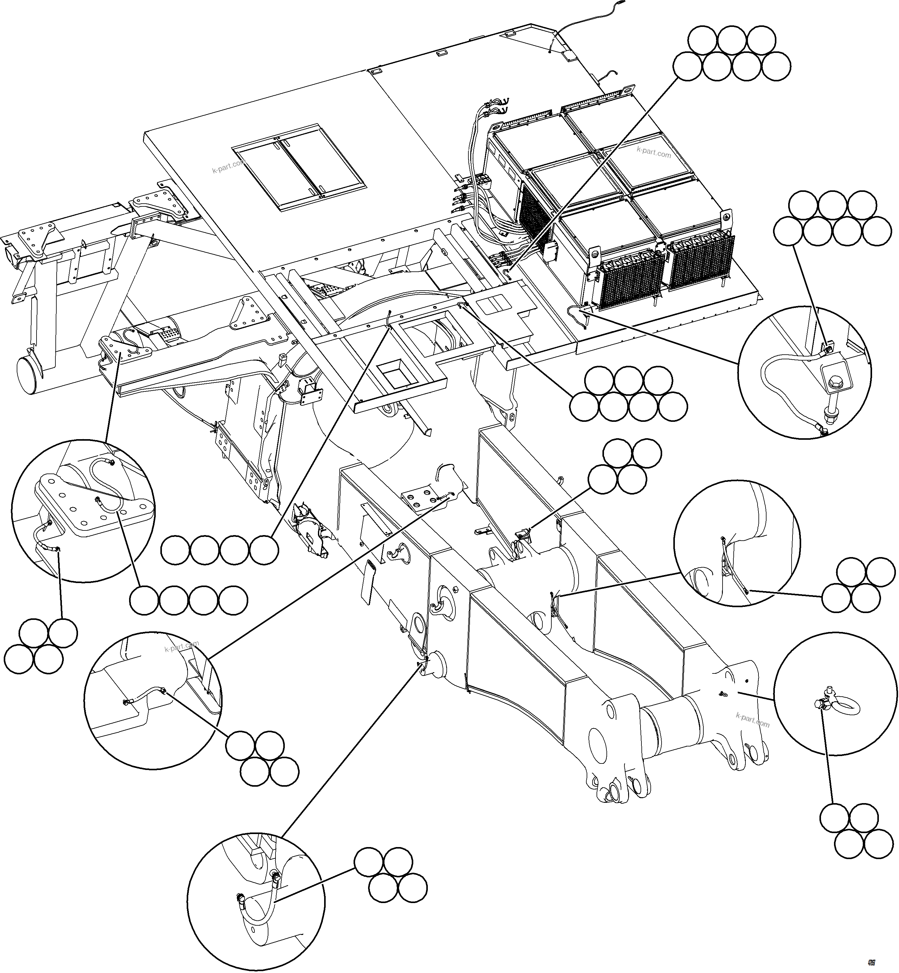 Komatsu parts book diagram for AFE92-A 980E-5SE S/N A60001 - A60010  KMMP: FRAME GROUND WIRING