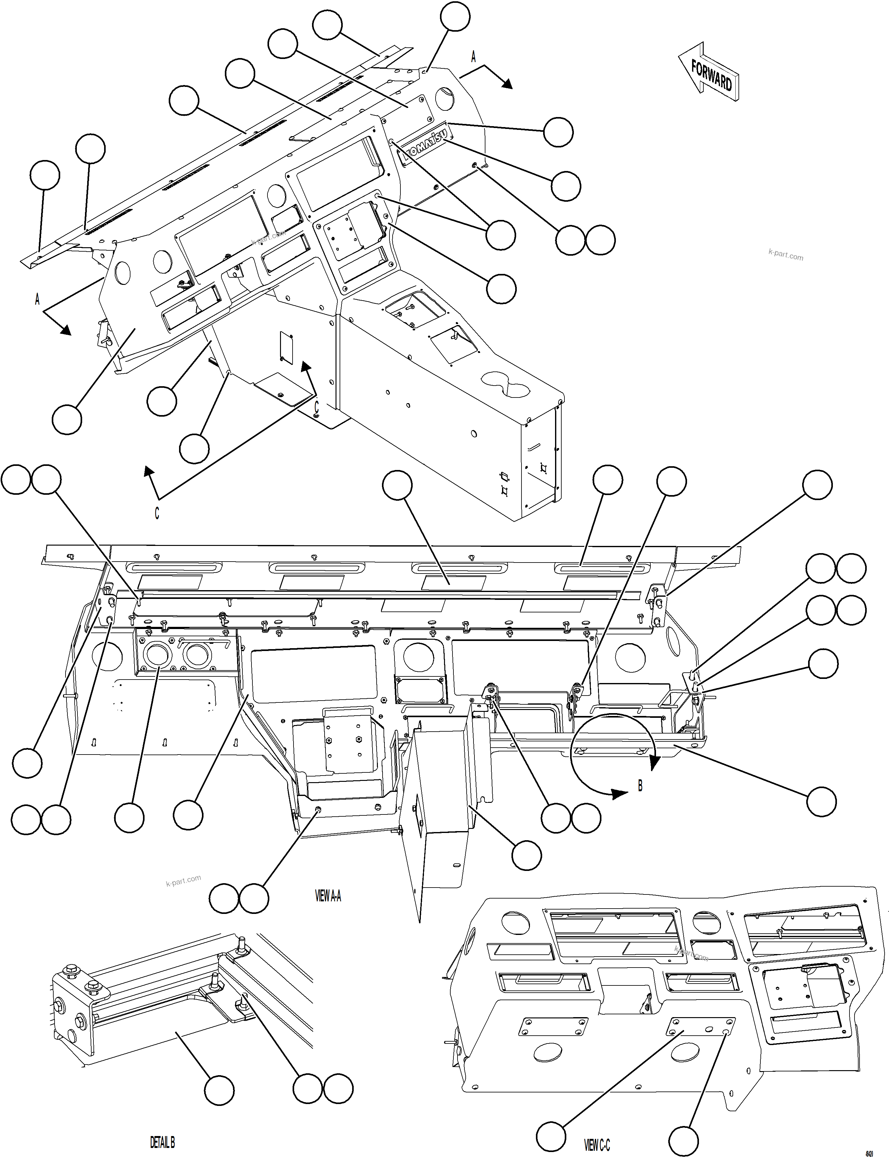 Komatsu parts book diagram for AFE92-A 980E-5SE S/N A60001 - A60010  KMMP: INSTRUMENT PANEL    1/3