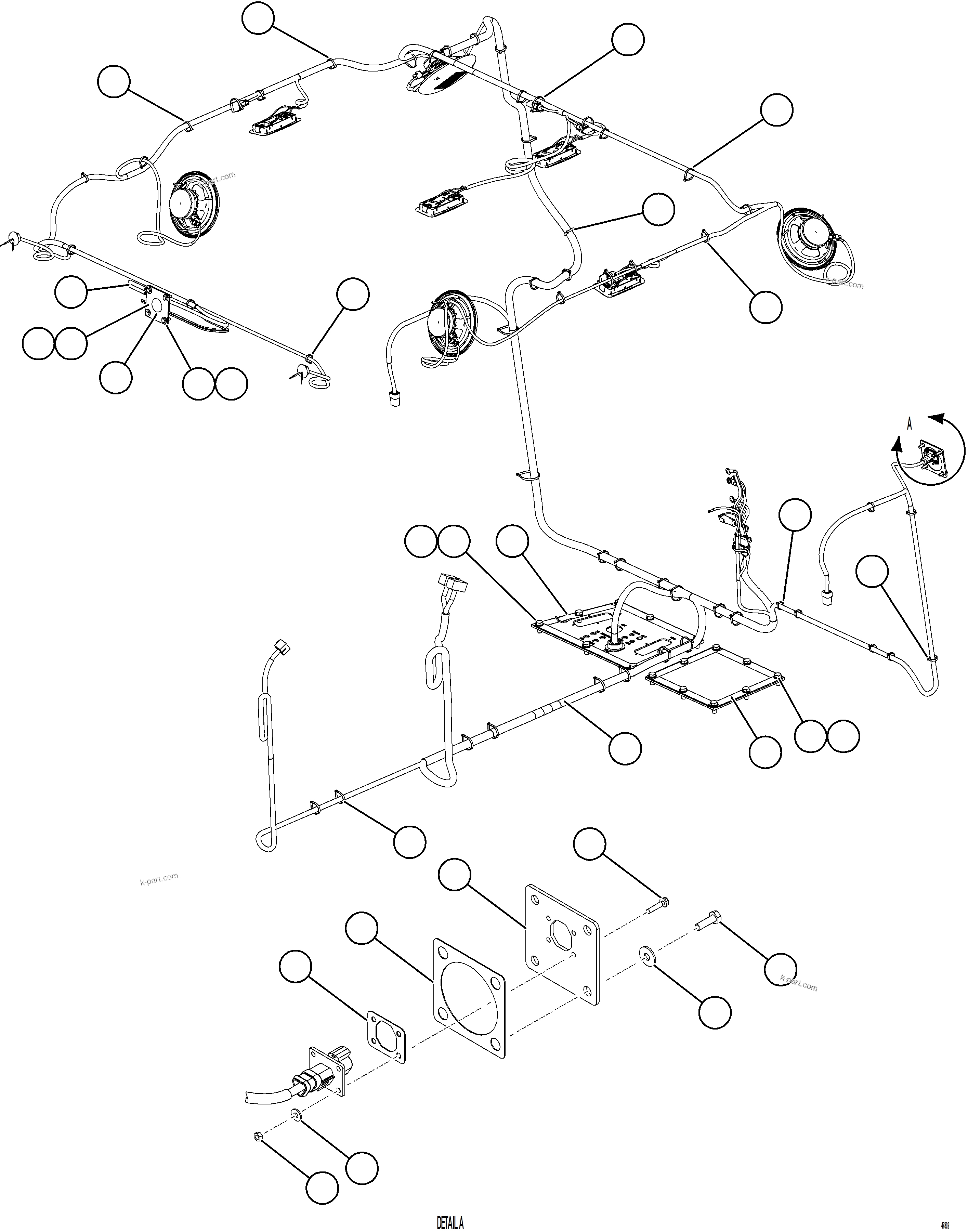 Komatsu parts book diagram for AFE92-A 980E-5SE S/N A60001 - A60010  KMMP: CAB INTERNAL WIRING