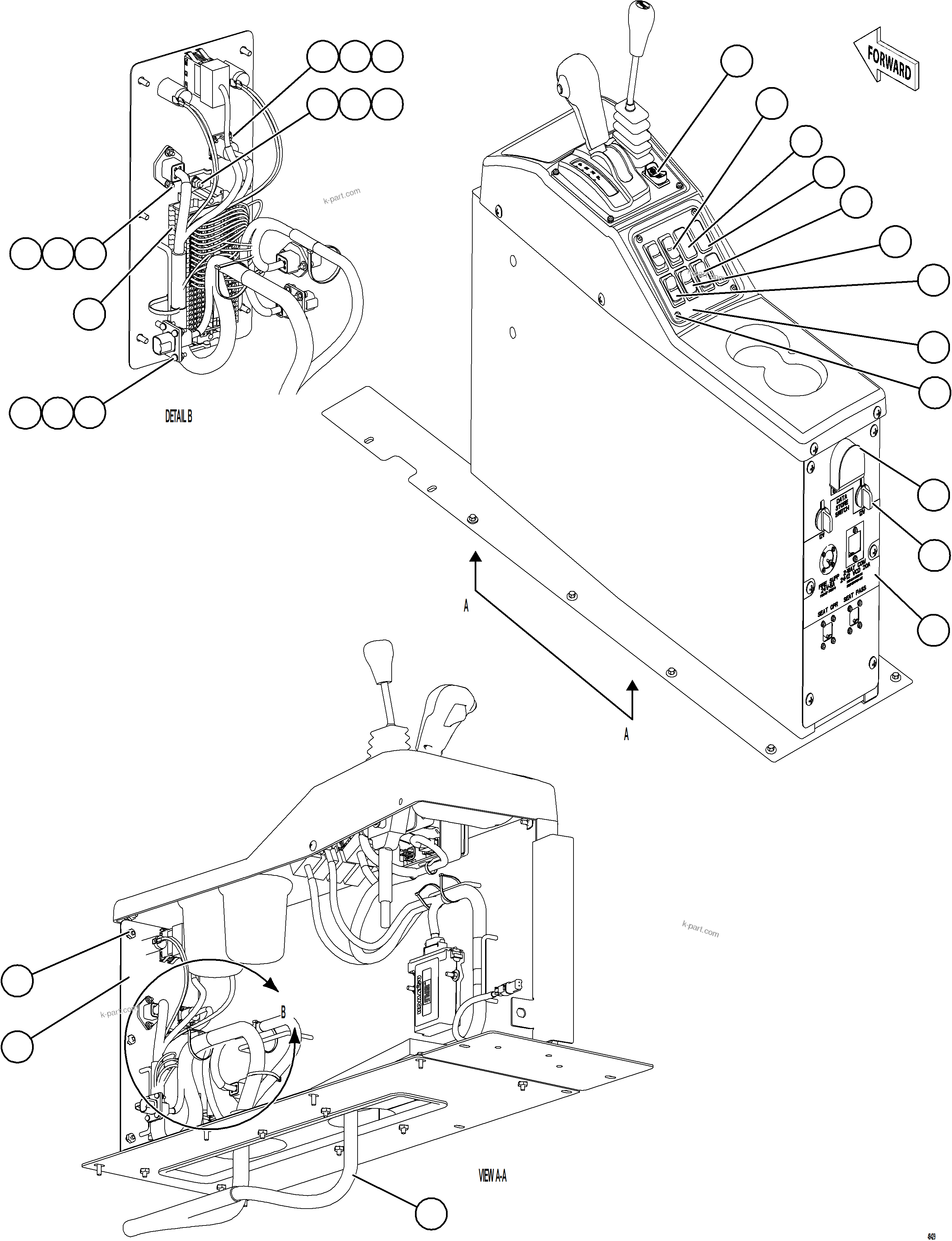 Komatsu parts book diagram for AFE92-A 980E-5SE S/N A60001 - A60010  KMMP: CENTER CONSOLE MODULE - ELECTRICAL    1/2