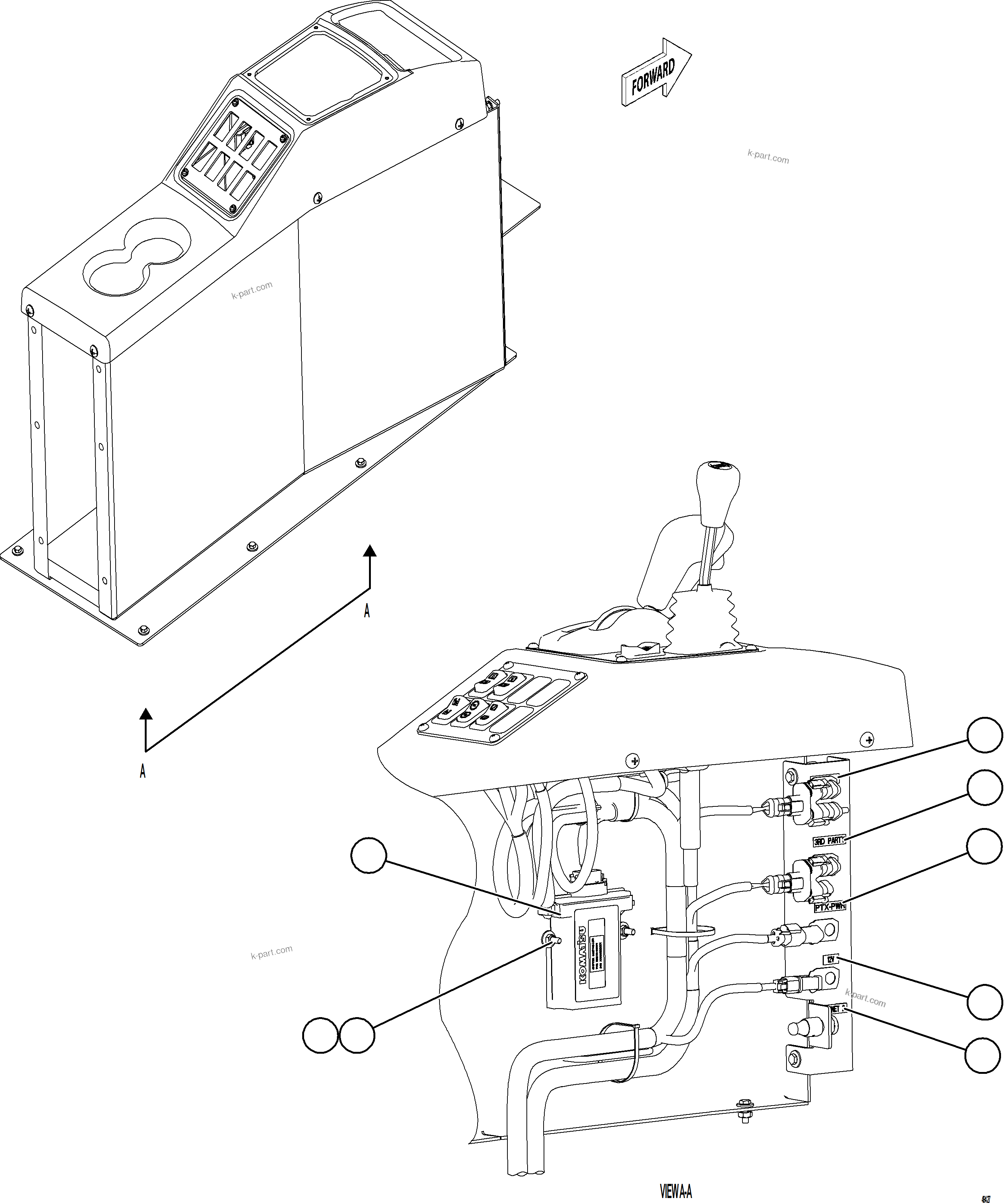 Komatsu parts book diagram for AFE92-A 980E-5SE S/N A60001 - A60010  KMMP: CENTER CONSOLE MODULE - ELECTRICAL    2/2
