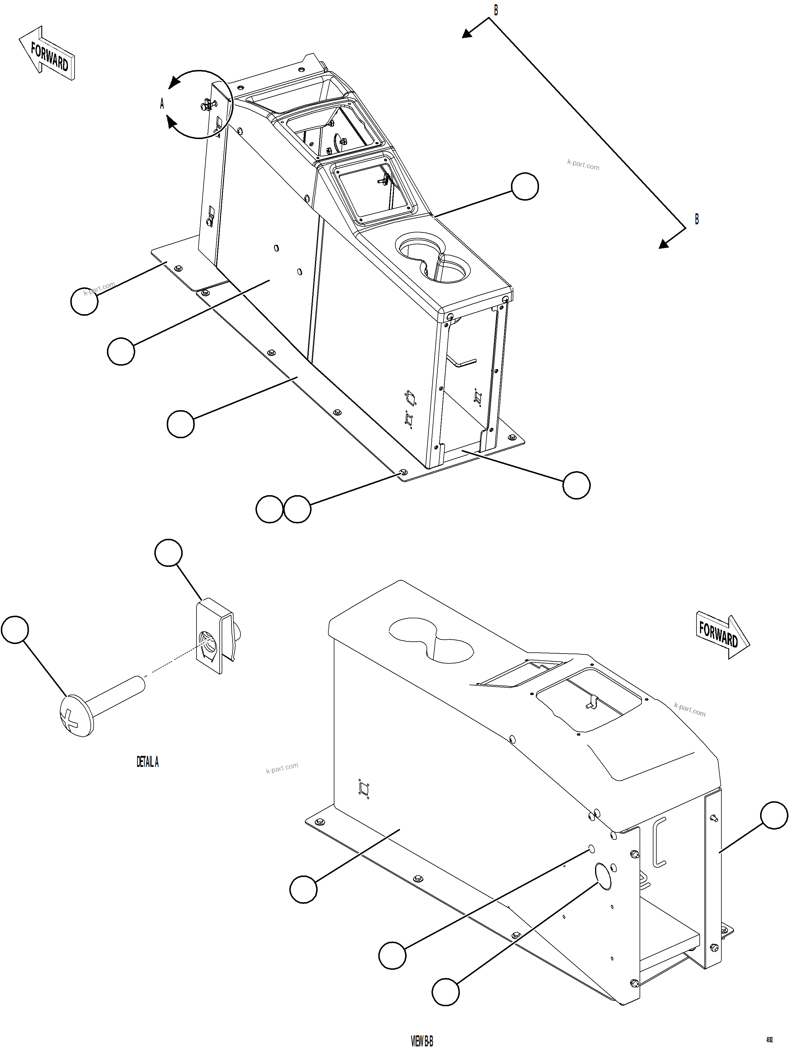 Komatsu parts book diagram for AFE92-A 980E-5SE S/N A60001 - A60010  KMMP: CENTER CONSOLE MODULE - STRUCTURAL