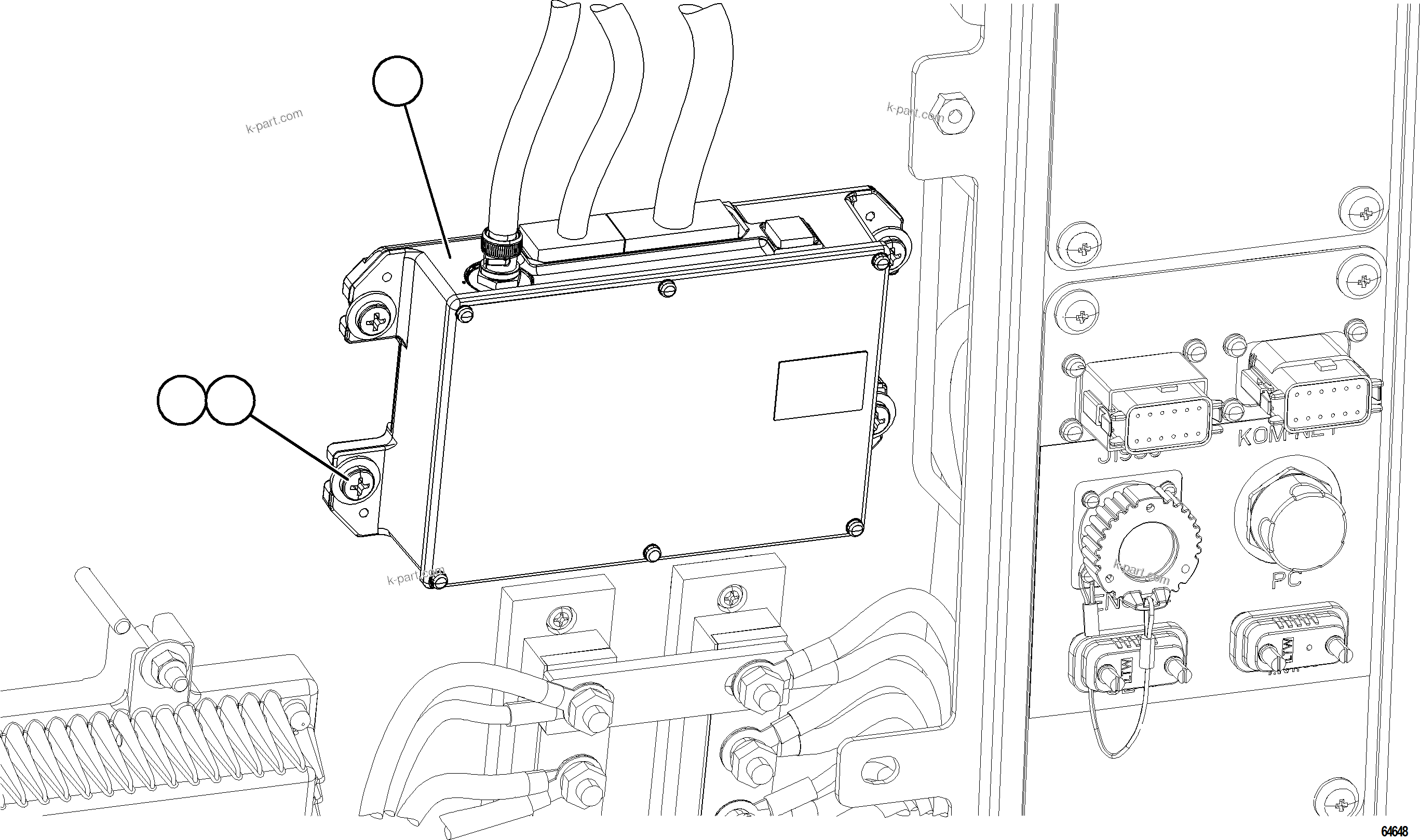 Komatsu parts book diagram for AFE92-A 980E-5SE S/N A60001 - A60010  KMMP: SATELLITE CONTROLLER INSTALLATION