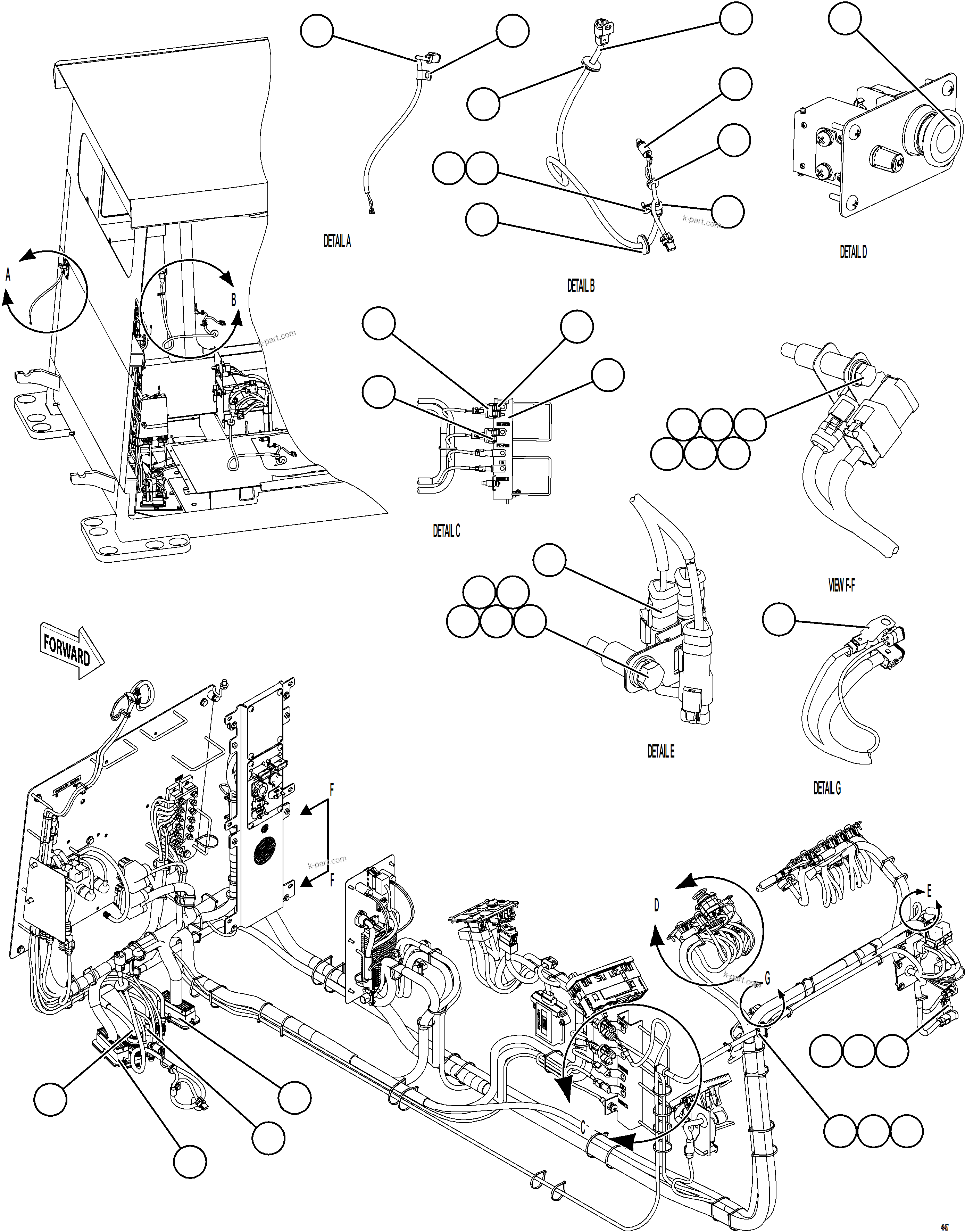 Komatsu parts book diagram for AFE92-A 980E-5SE S/N A60001 - A60010  KMMP: CAB ELECTRICAL - BACK WALL    1/2