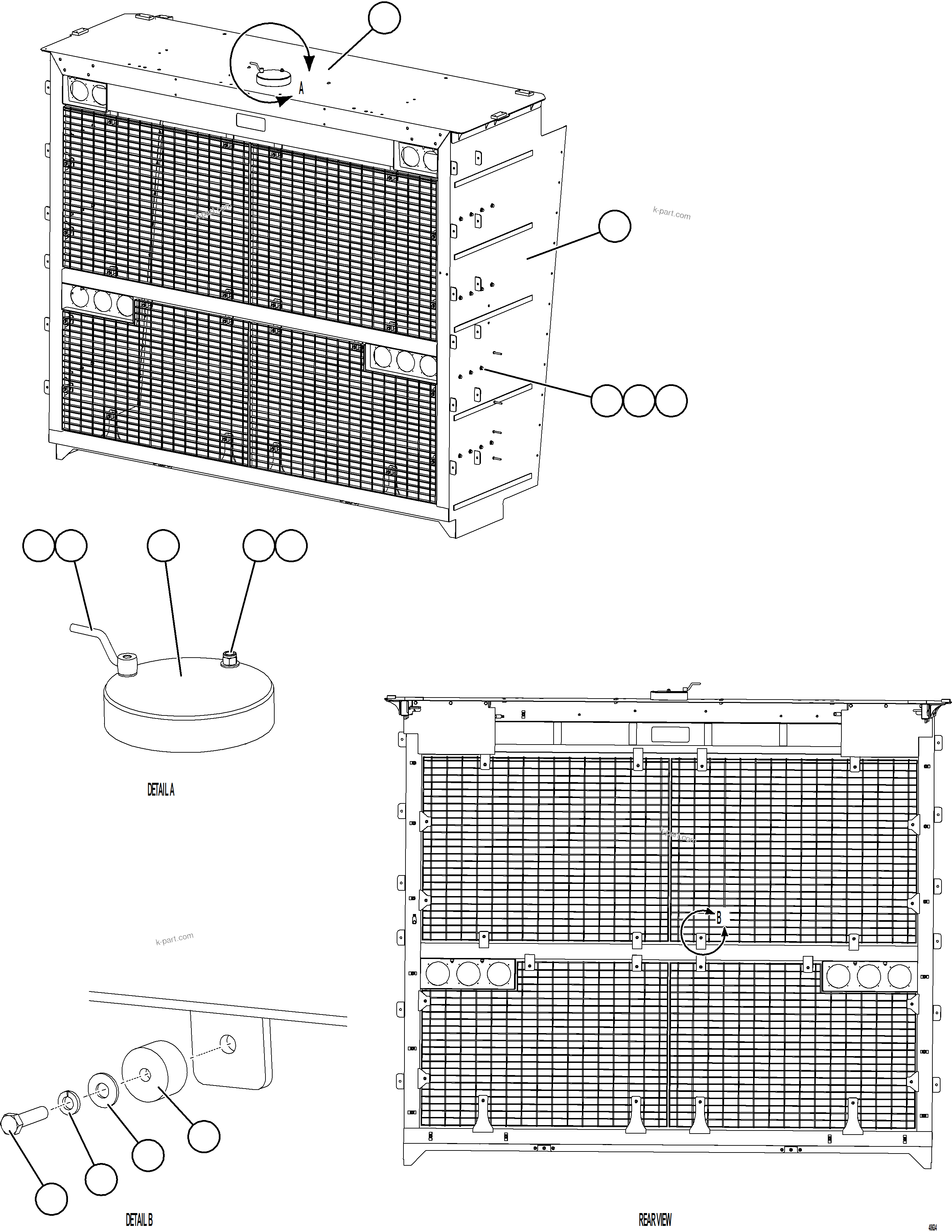 Komatsu parts book diagram for AFE92-A 980E-5SE S/N A60001 - A60010  KMMP: GRILLE INSTALLATION
