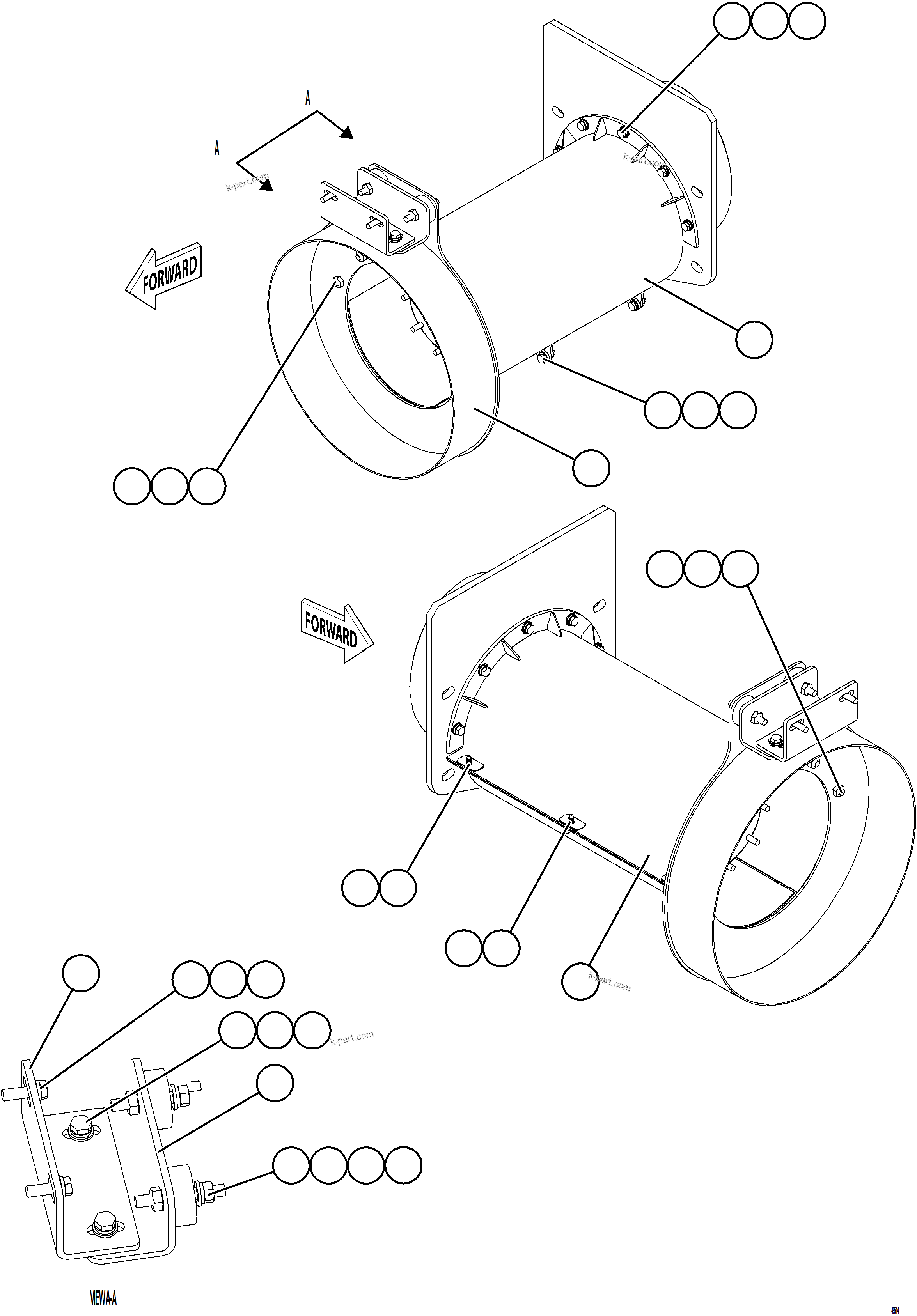 Komatsu parts book diagram for AFE92-A 980E-5SE S/N A60001 - A60010  KMMP: DRIVESHAFT GUARDS