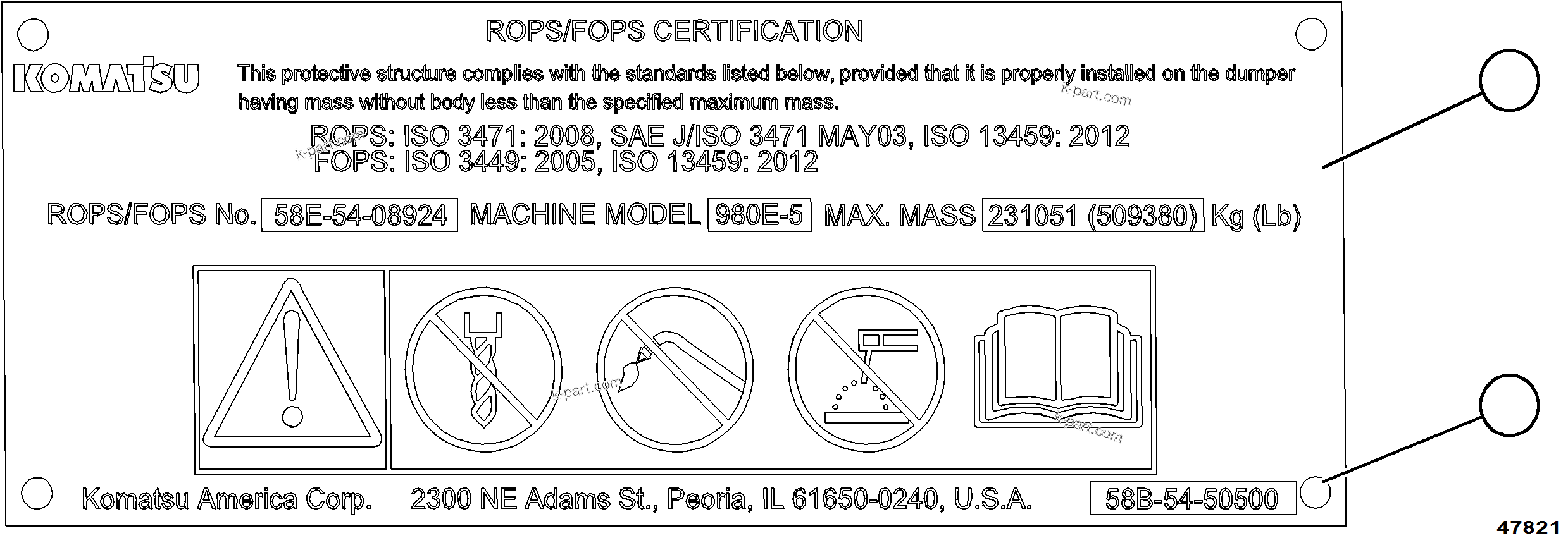 Komatsu parts book diagram for AFE92-A 980E-5SE S/N A60001 - A60010  KMMP: SAFETY LABELS    6/7