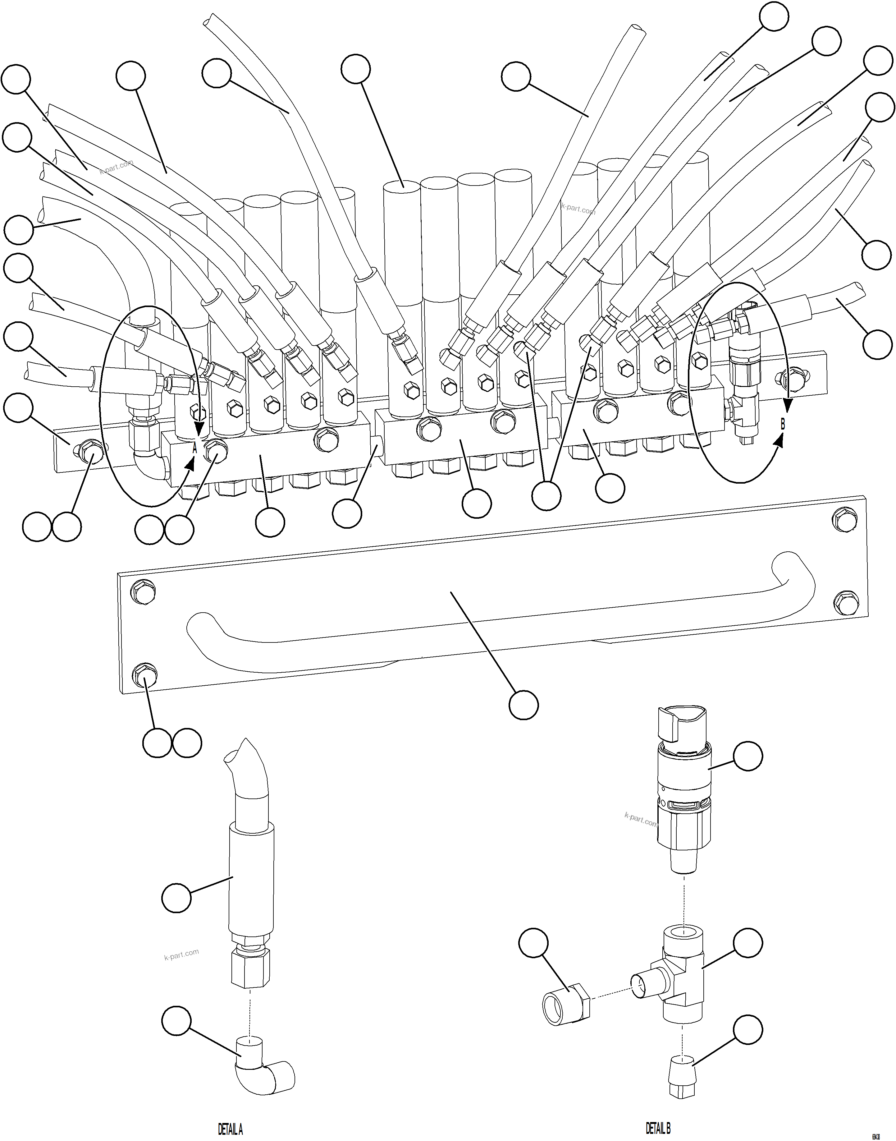 Komatsu parts book diagram for AFE92-A 980E-5SE S/N A60001 - A60010  KMMP: AUTOMATIC LUBRICATION SYSTEM PIPING - REAR    1/3