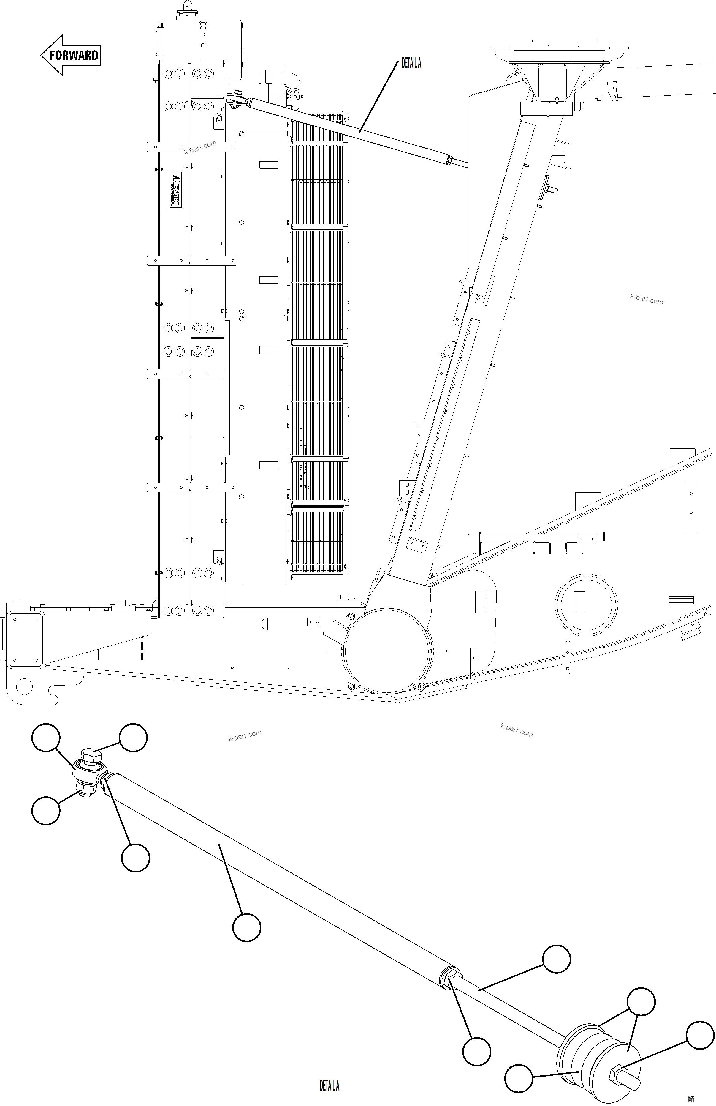 Komatsu parts book diagram for AFE92-D 980E-5SE S/N A60019  KMMP: RADIATOR INSTALLATION - UPPER