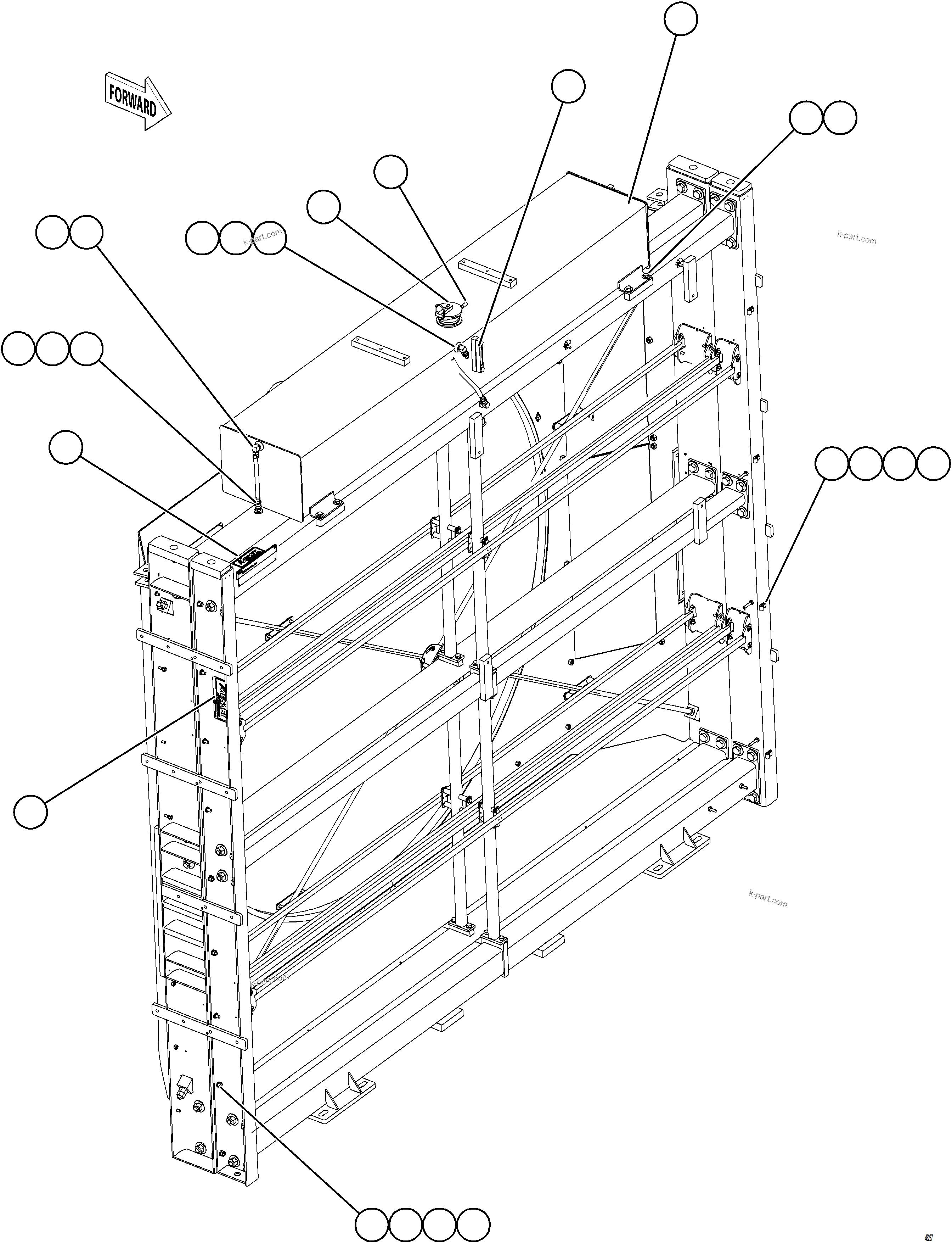 Komatsu parts book diagram for AFE92-D 980E-5SE S/N A60019  KMMP: RADIATOR & SHROUD ASSEMBLY    2/2