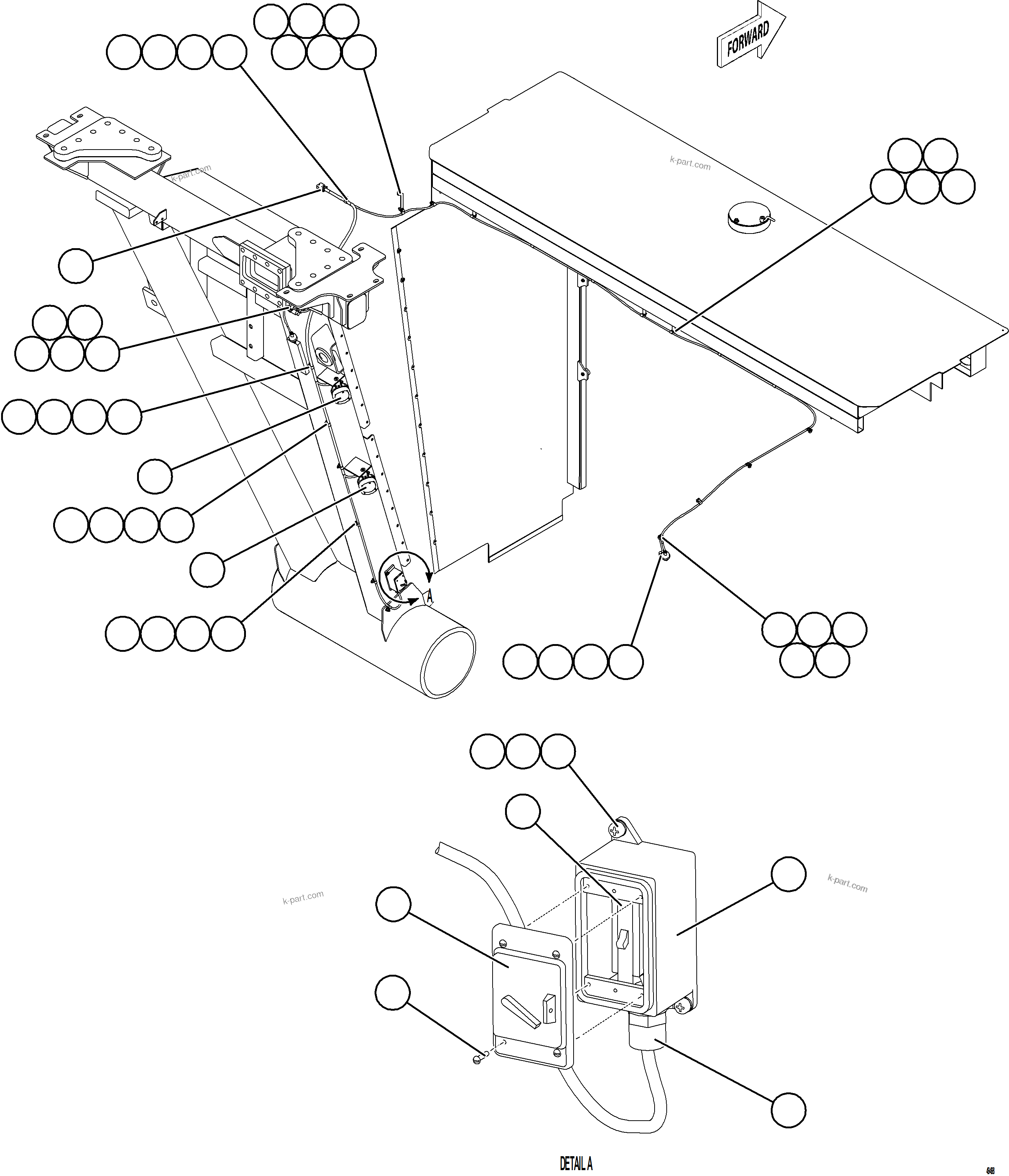 Komatsu parts book diagram for AFE92-D 980E-5SE S/N A60019  KMMP: LH ENGINE BAY LIGHTS & SWITCH