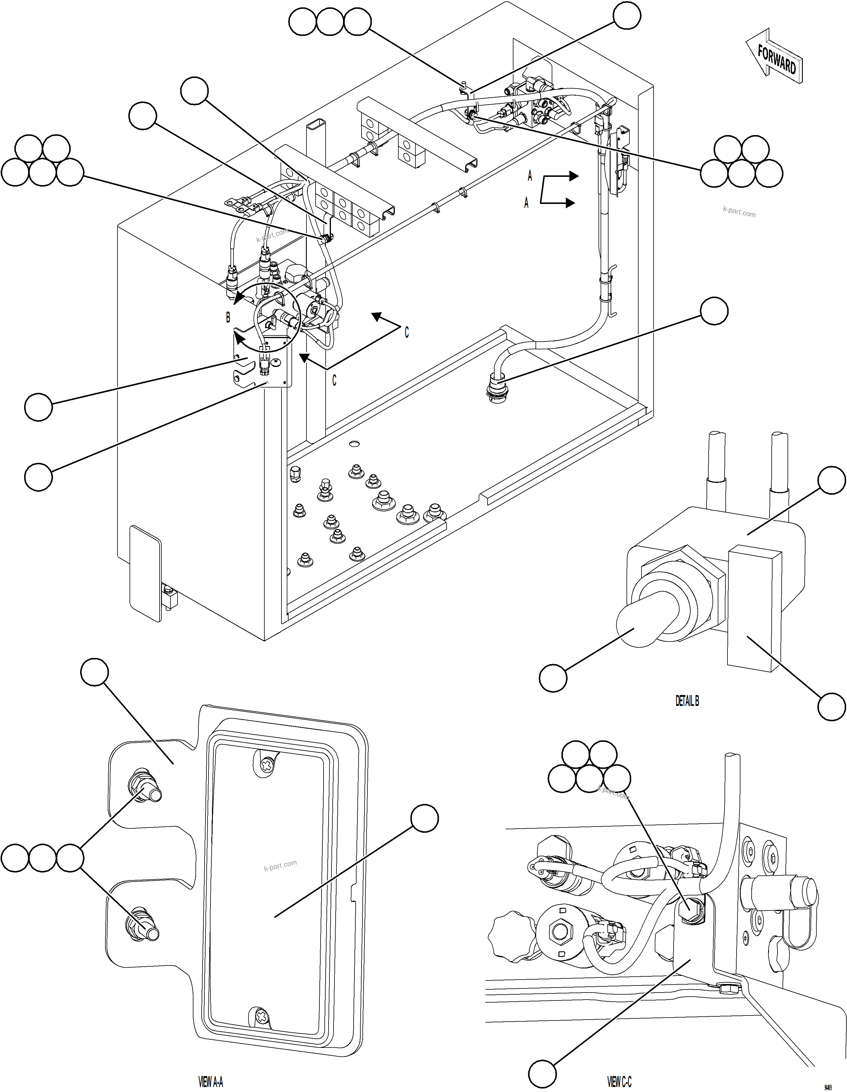 Komatsu parts book diagram for AFE92-D 980E-5SE S/N A60019  KMMP: HYDRAULIC BRAKE CABINET INTERNAL WIRING