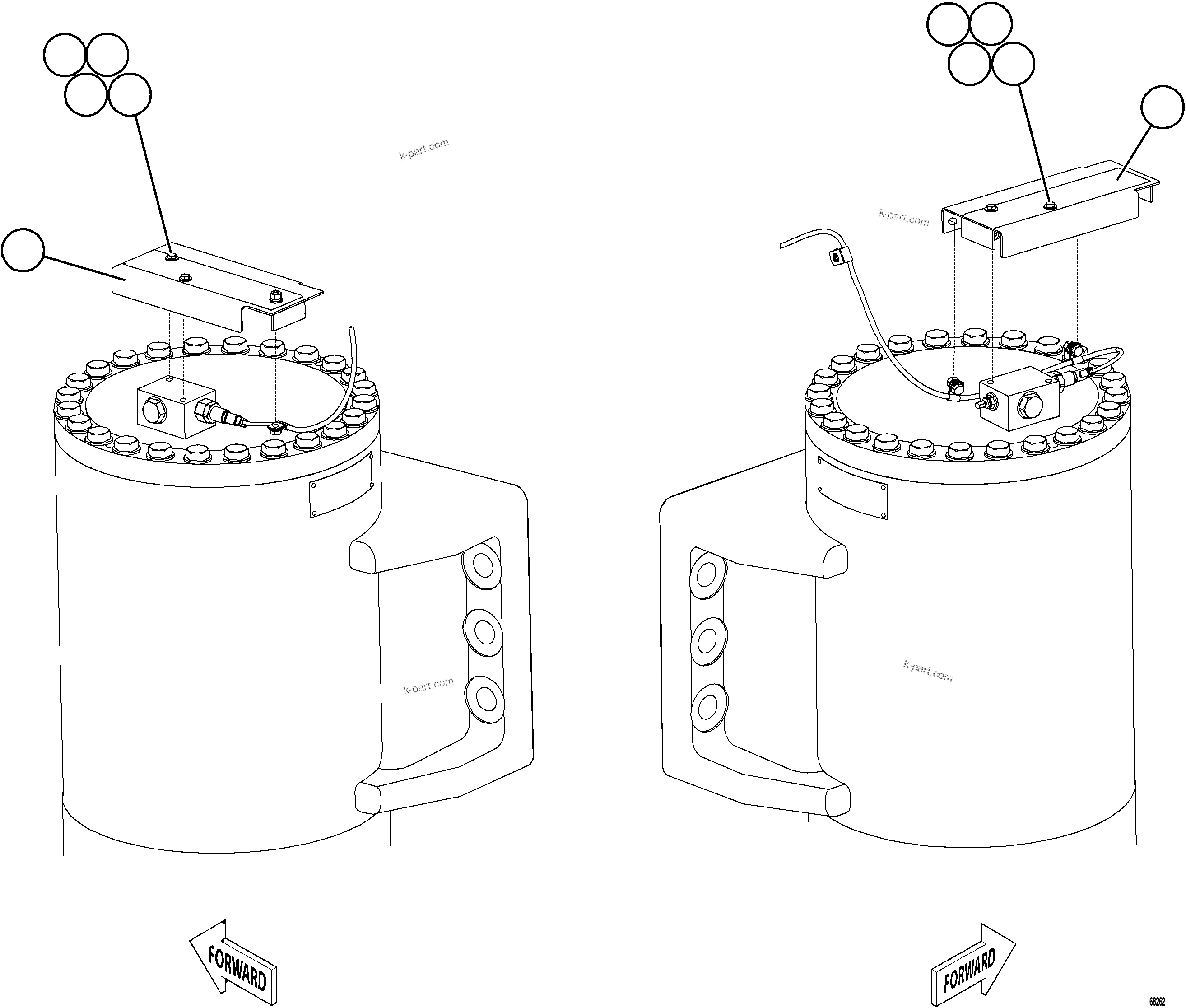 Komatsu parts book diagram for AFE92-D 980E-5SE S/N A60019  KMMP: PLM PRESSURE SENSOR - FRONT SUSPENSIONS    1/2